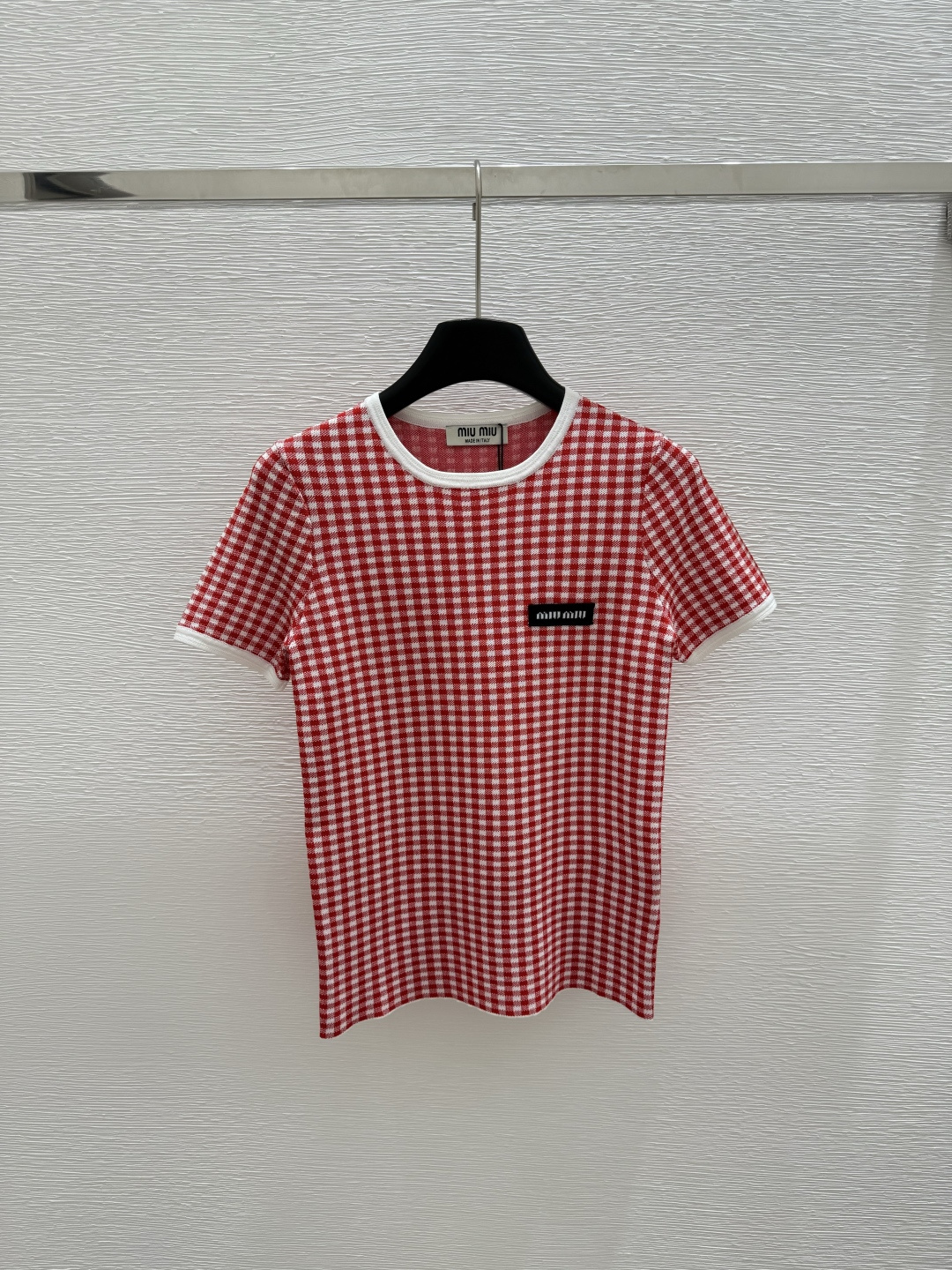 NO:419420,M Home New Summer Style Round Neck Square Knitted Short Sleeve Color Red Size 36.38.40, T-shirt,alexander wang19860909M家 夏季新款 圆领方格针织短袖 颜色红色 尺码36.38.40,,T-shirt,alexander wang,Women's clothing