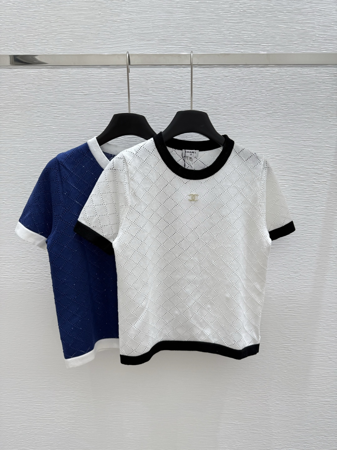 NO:419489,C H Home Summer New Style Round Neck Knitted Short Sleeve Color Blue White Size 36.38.40, T-shirt,alexander wang19860909C H家 夏季新款 圆领针织短袖 颜色蓝色 白色 尺码36.38.40,,T-shirt,alexander wang,Women's clothing