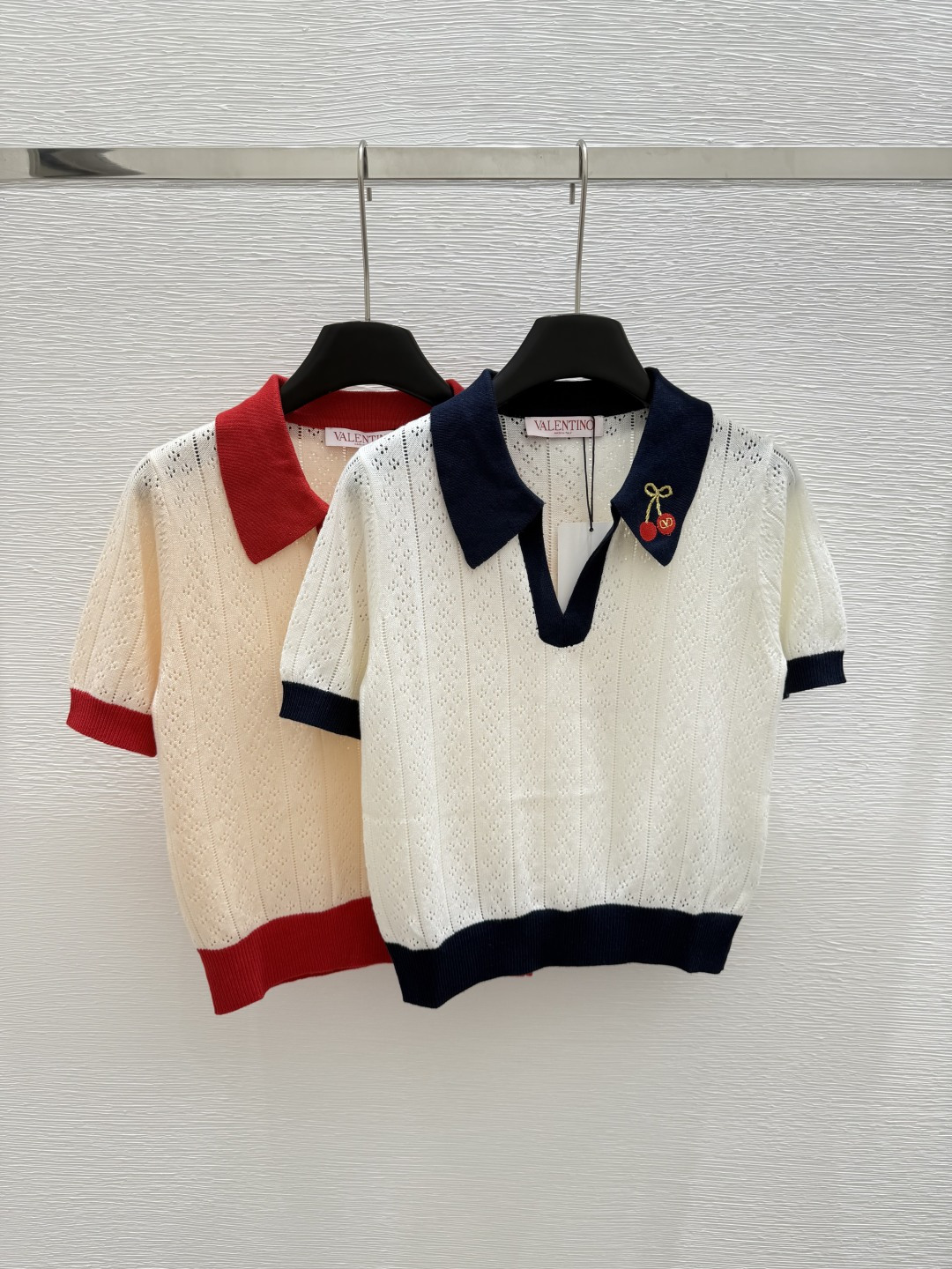 NO:427668,VA Home Summer New Style Lapel Cherry Knitted Short Sleeve Color White Red Size 36.38.40, T-shirt,alexander wang19860909VA家 夏季新款 翻领樱桃针织短袖 颜色白色 红色 尺码36.38.40,,T-shirt,alexander wang,Women's clothing