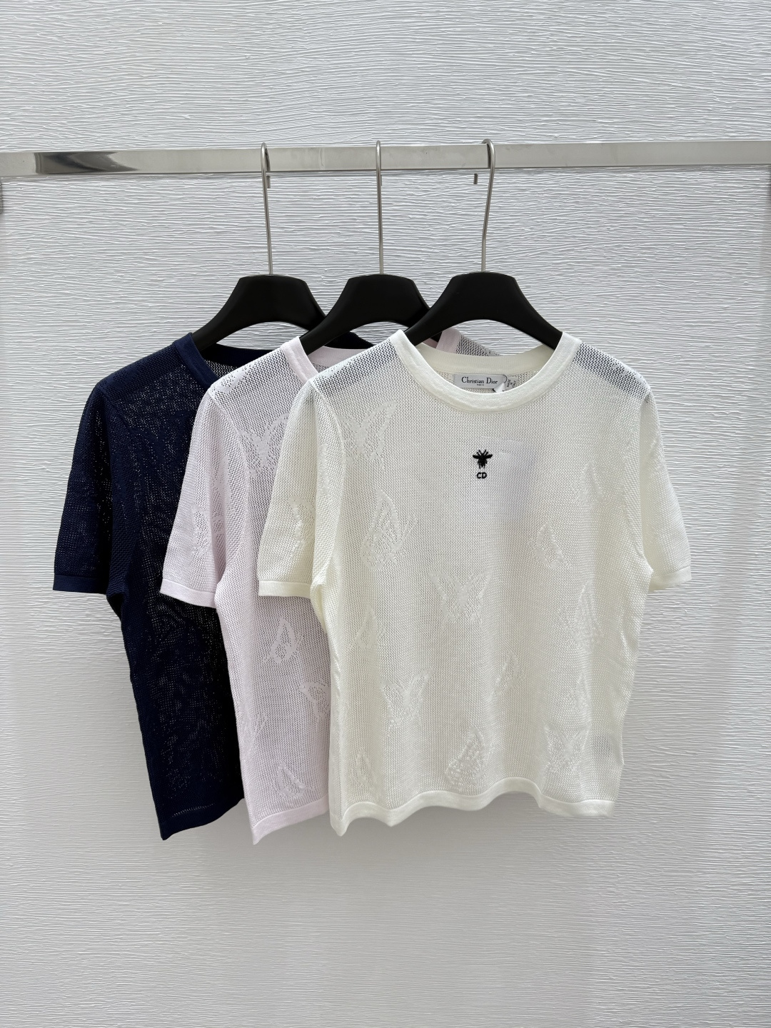 NO:427683,D Home Summer New Style Round Neck Knitted Short Sleeve Color Pink Blue White Size 36.38.40, Dior, T-shirt, alexander wang19860909D家 夏季新款 圆领针织短袖 颜色粉色 蓝色 白色 尺码36.38.40,,dior,T-shirt,alexander wang,Women's clothing