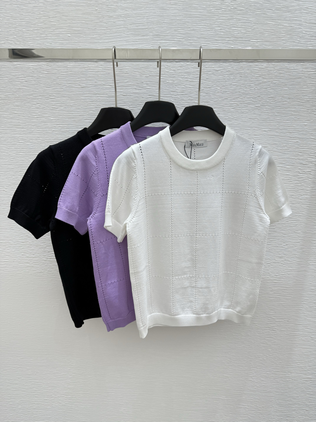 NO:428556,M AX Home Summer New Style Round Neck Knitted Short Sleeve Color White Purple Black Size 36.38.40, T-shirt,alexander wang19860909M AX家 夏季新款 圆领针织短袖 颜色白色 紫色 黑色 尺码36.38.40,,T-shirt,alexander wang,Women's clothing