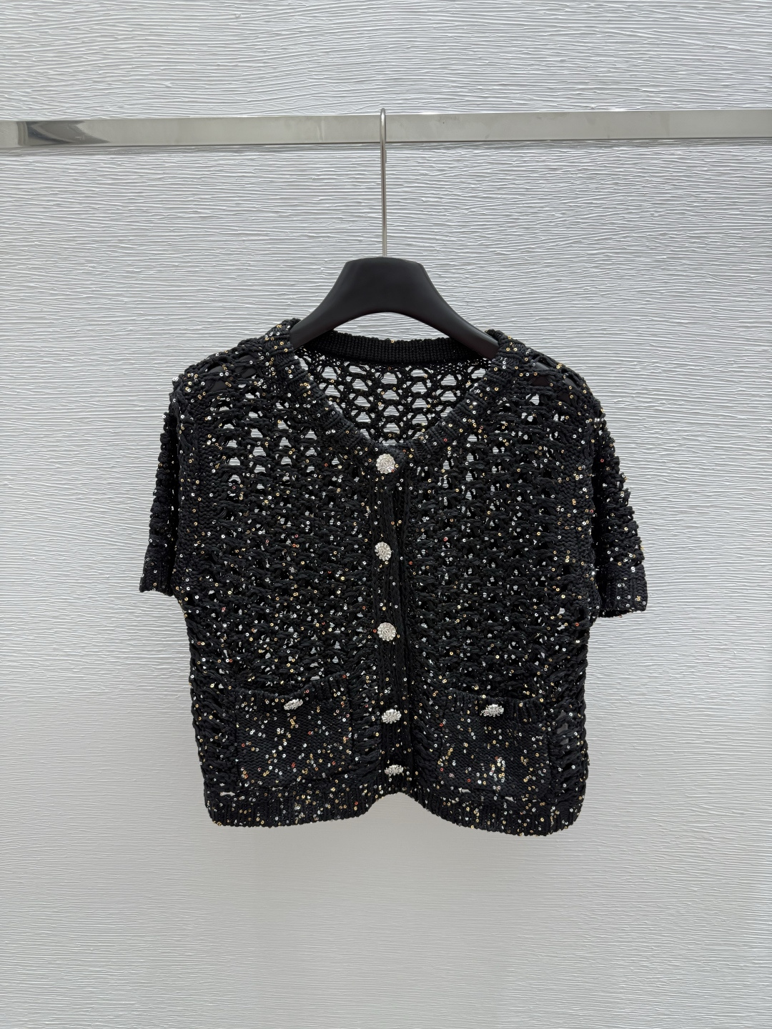 NO:429092,CH Home Summer New Style Round Neck Hollow Knitted Short Sleeve Color Black Size 36.38.40, T-shirt,alexander wang19860909CH家 夏季新款 圆领镂空针织短袖 颜色黑色 尺码36.38.40,,T-shirt,alexander wang,Women's clothing