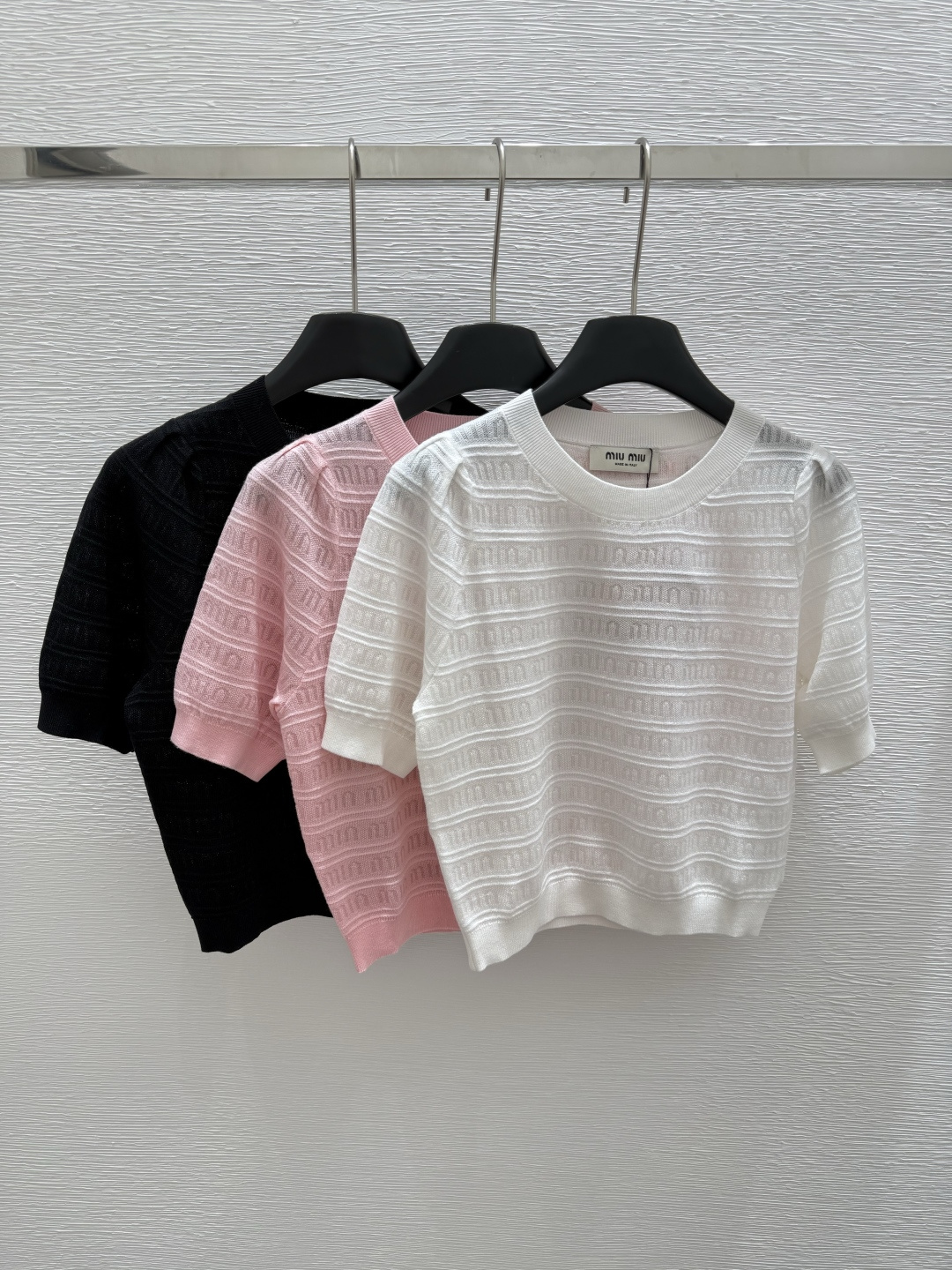 NO:429102,M Home New Summer Style Round Neck Knitted Short Sleeve Color White Pink Black Size 36.38.40, T-shirt,alexander wang19860909M家 夏季新款 圆领针织短袖 颜色白色 粉色 黑色 尺码36.38.40,,T-shirt,alexander wang,Women's clothing