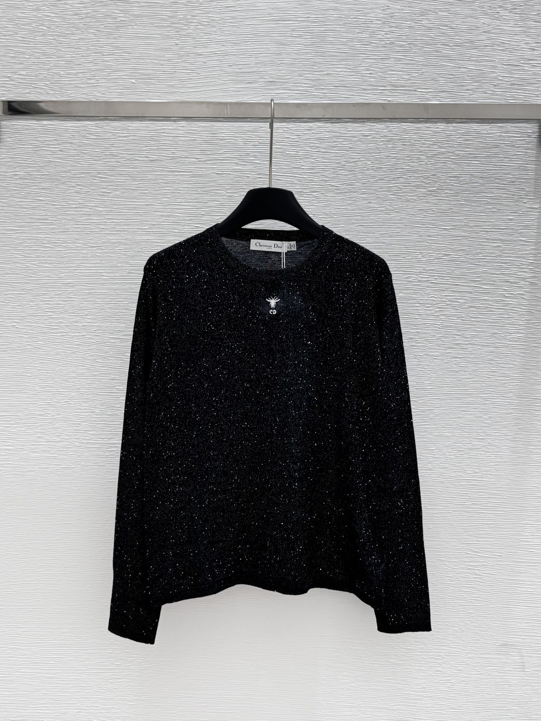 NO:429105,D Home Summer New Style Solid Color Bead Chip Round Neck Knitted Long Sleeve Color Black Size 36.38.40, Dior, Alexander Wang19860909D家 夏季新款 纯色珠片圆领针织长袖 颜色黑色 尺码36.38.40,,dior,alexander wang,Women's clothing