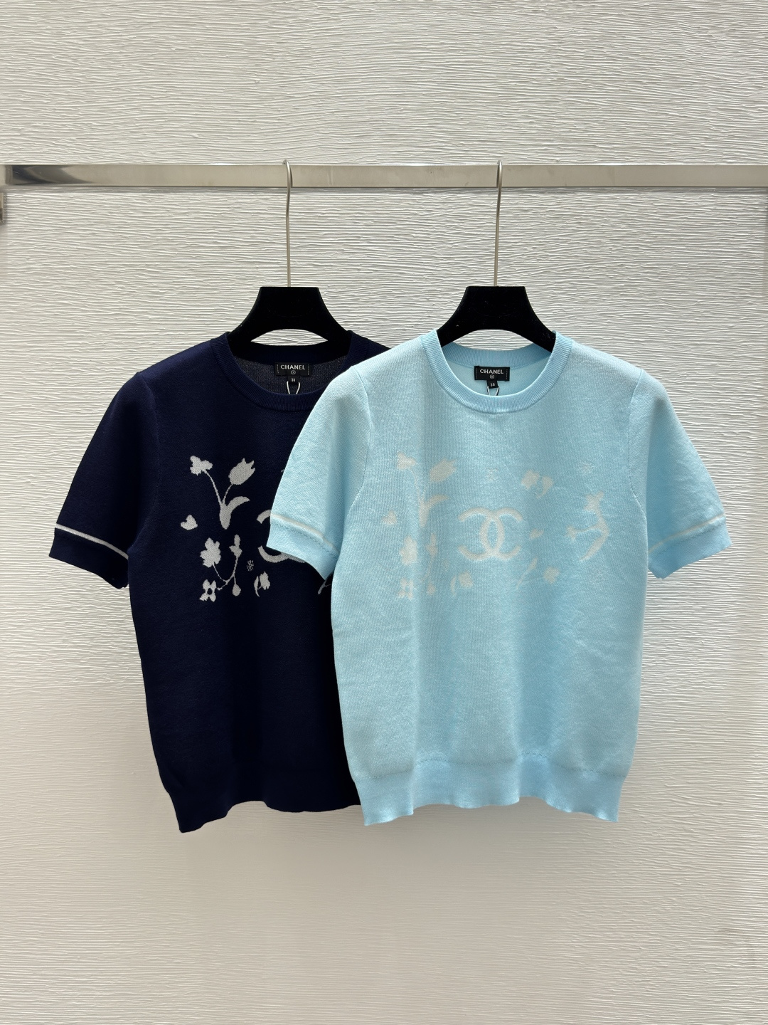 NO:429112,CH Home Summer New Style Contrast Logo Jacquard Knitted Round Neck Short Sleeve Color Blue Royal Blue Size 36.38.40, T-shirt, alexander wang19860909CH家 夏季新款 撞色logo提花针织圆领短袖 颜色蓝色 宝蓝 尺码36.38.40,,T-shirt,alexander wang,Women's clothing