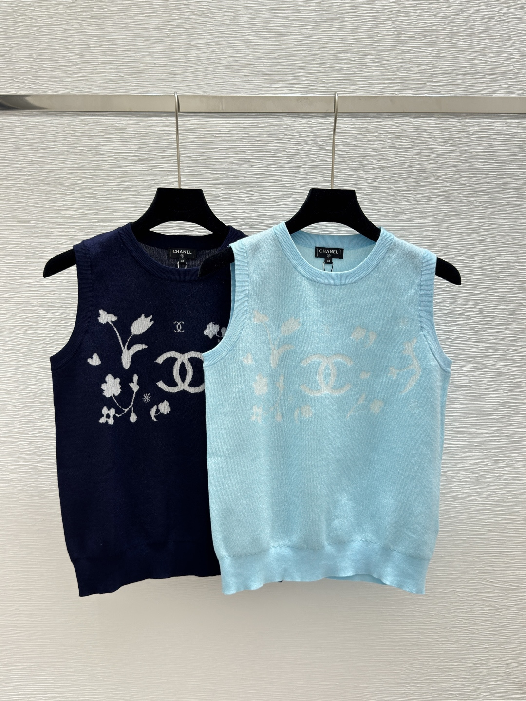 NO:429120,CH Home Summer New Style Contrast Logo Jacquard Knitted Round Neck Vest Color Blue Royal Blue Size 36.38.40, Alexander Wang19860909CH家 夏季新款 撞色logo提花针织圆领背心 颜色蓝色 宝蓝 尺码36.38.40,,alexander wang,Women's clothing