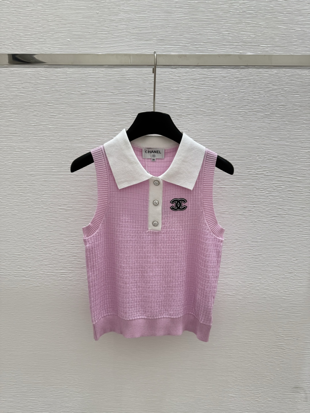 NO:429870,CH Home Summer New Lapel Knitted Vest Color Pink Size 36.38.40, Alexander Wang19860909CH家 夏季新款 翻领针织背心 颜色粉色 尺码36.38.40,,alexander wang,Women's clothing