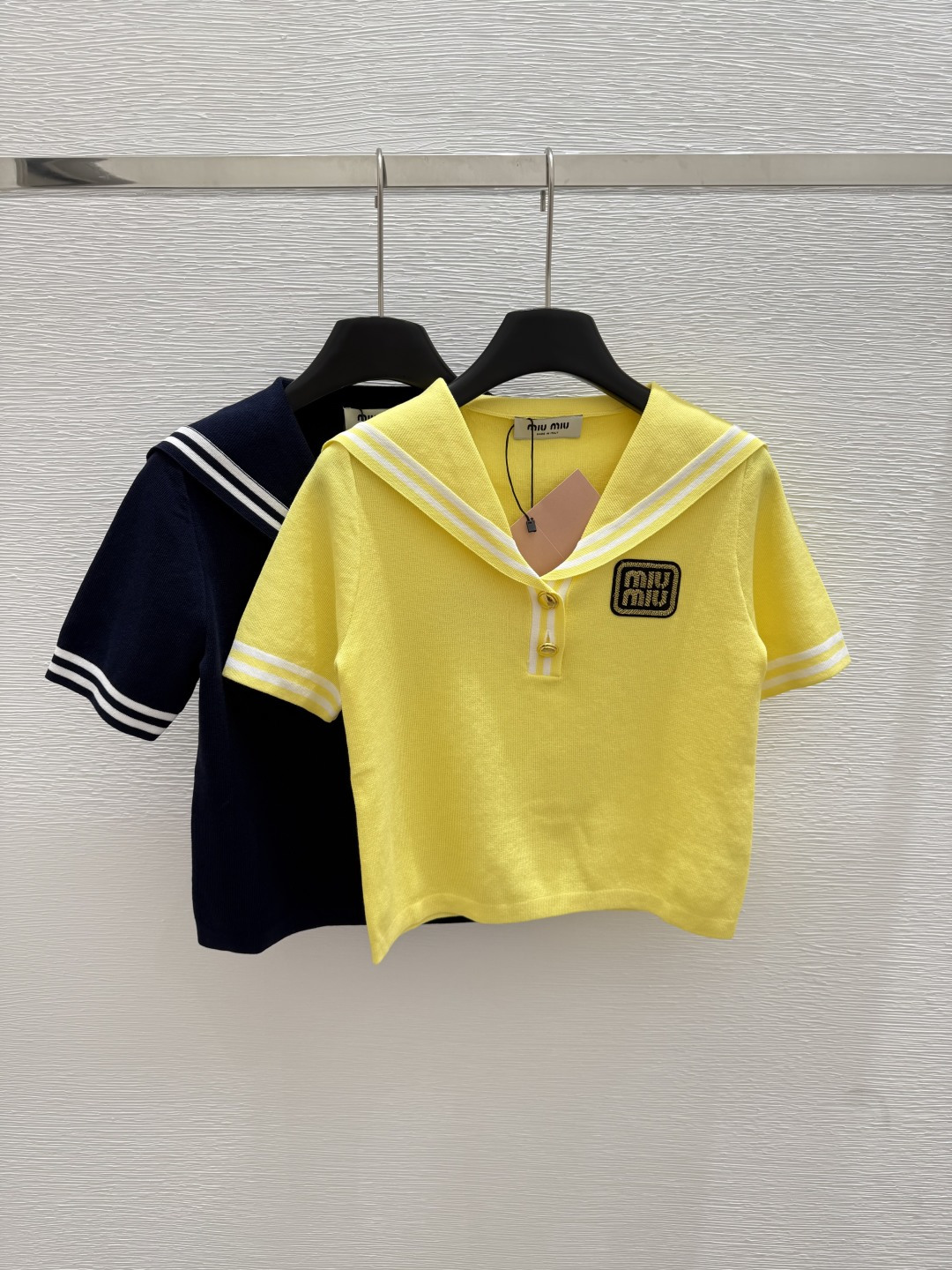 NO:429876,M Home New Summer Style Navy Collar Knitted Short Sleeve Color Royal Blue Yellow Size 36.38.40, T-shirt,alexander wang19860909M家 夏季新款 海军领针织短袖 颜色宝蓝色 黄色 尺码36.38.40,,T-shirt,alexander wang,Women's clothing