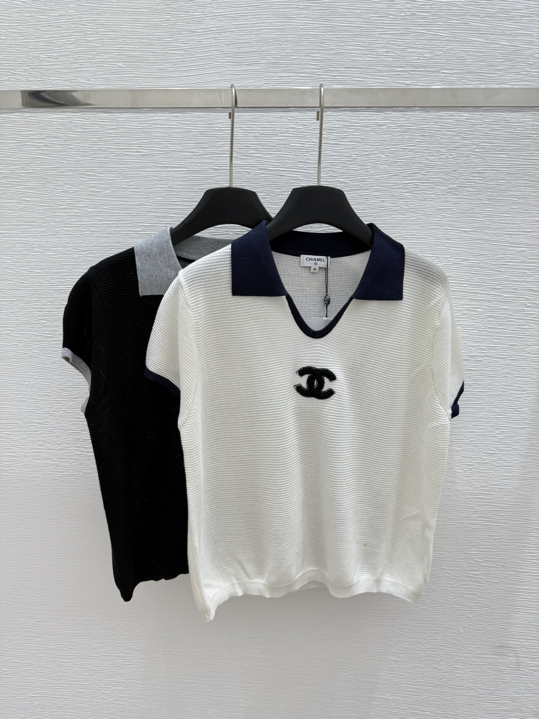 NO:425549,CH Home Summer New Style Lapel Knitted Short Sleeve Color White Black Size 36.38.40, T-shirt,alexander wang19860909CH家 夏季新款 翻领针织短袖 颜色白色 黑色 尺码36.38.40,,T-shirt,alexander wang,Women's clothing