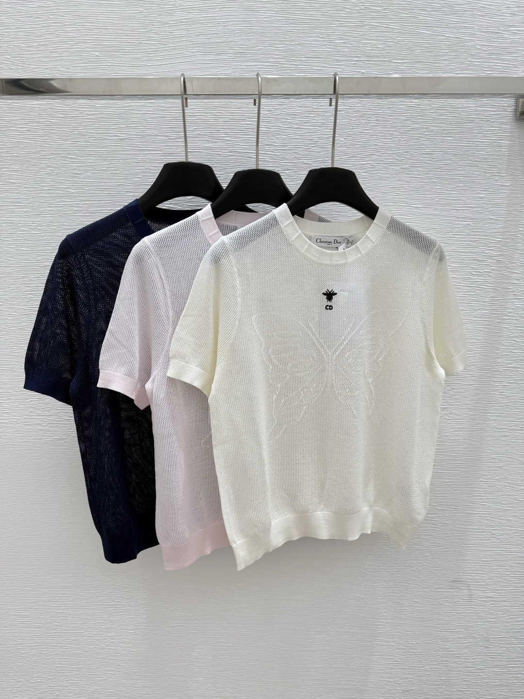 NO:431950,D Home Summer New Style Round Neck Knitted Short Sleeve Color White Pink Blue Size 36.38.40, Dior, T-shirt, alexander wang19860909D家 夏季新款 圆领针织短袖 颜色白色 粉色 蓝色 尺码36.38.40,,dior,T-shirt,alexander wang,Women's clothing