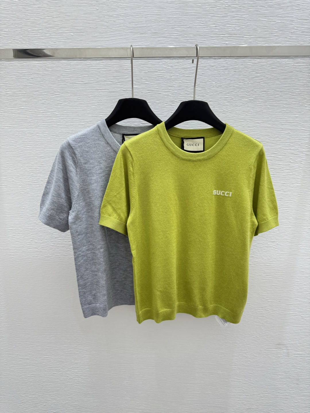NO:432818,G Home Summer New Style Round Neck Knitted Short Sleeve Color Gray Green Size 36.38.40, gucci, T-shirt, alexander wang19860909G家 夏季新款 圆领针织短袖 颜色灰色 绿色 尺码36.38.40,,gucci,T-shirt,alexander wang,Women's clothing