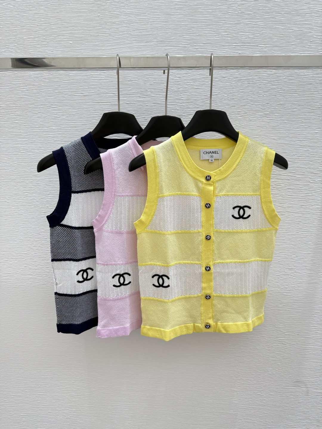 NO:432822,CH Home Summer New Style Round Neck Knitted Vest Color Yellow Pink Black Size 36.38.40, Alexander Wang19860909CH家 夏季新款 圆领针织背心  颜色黄色 粉色 黑色 尺码36.38.40,,alexander wang,Women's clothing