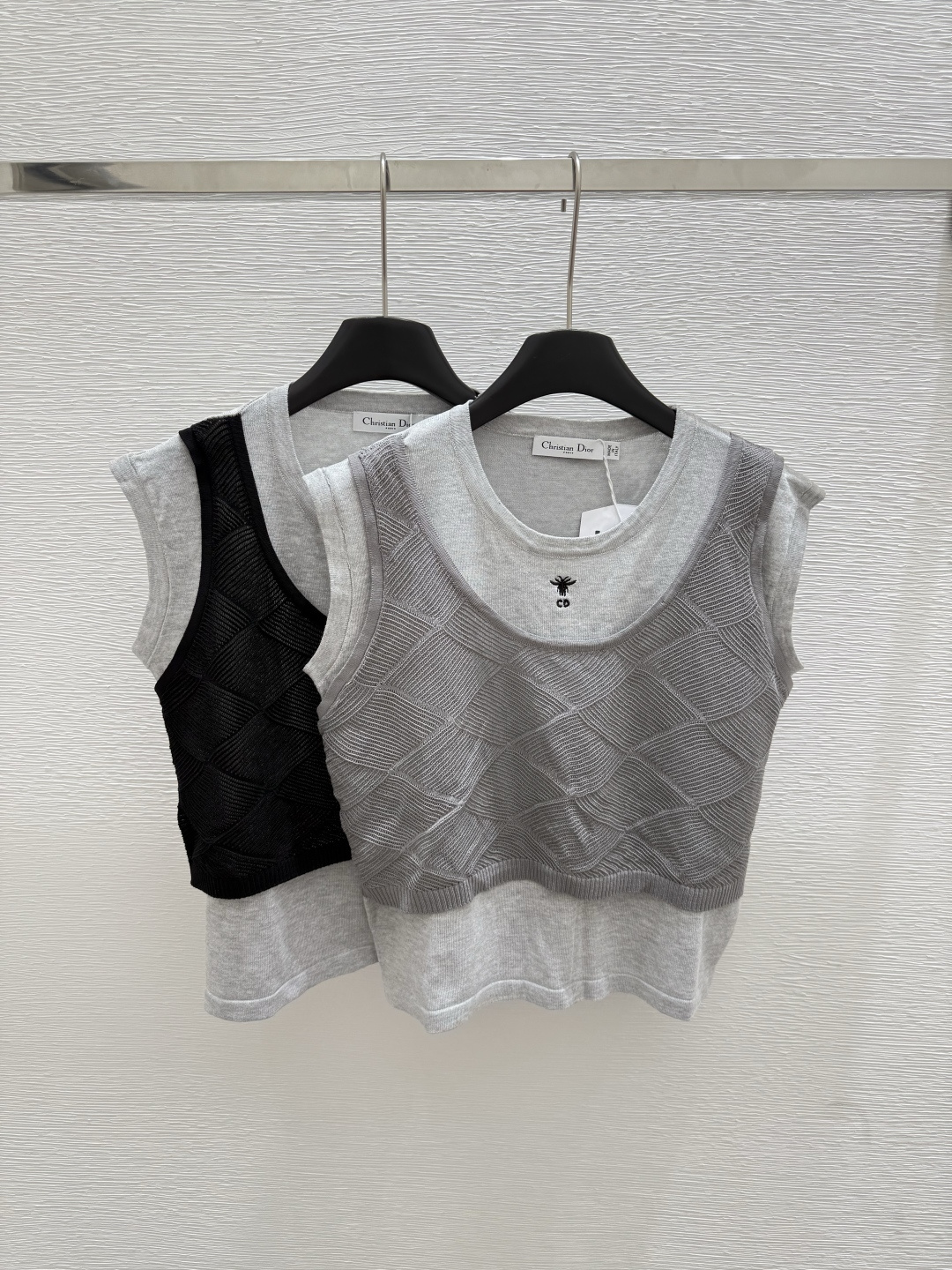 NO:432840,D Home New Summer Model Fake Two-Piece Knitted Vest Color Gray Black Size 36.38.40, Dior, Alexander Wang19860909D家 夏季新款 假两件针织背心 颜色灰色 黑色 尺码36.38.40,,dior,alexander wang,Women's clothing