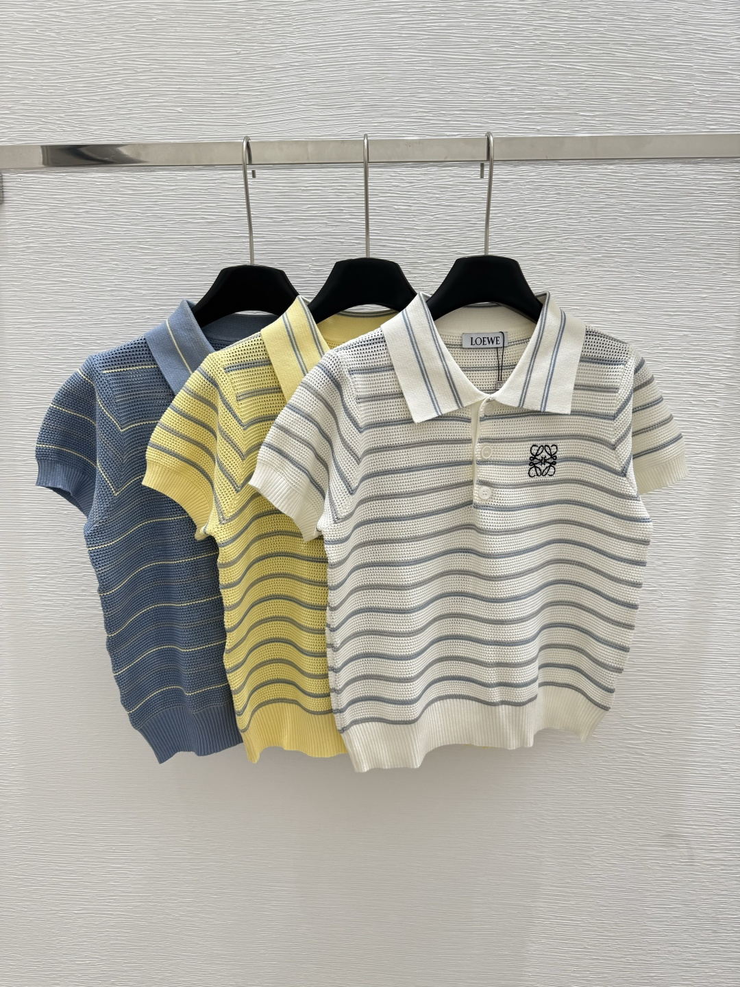 NO:432897,LO Home Summer New Style Lapel Knitted Short Sleeve Color White Yellow Blue Size 36.38.40, T-shirt,alexander wang19860909LO家 夏季新款 翻领针织短袖 颜色白色 黄色 蓝色 尺码36.38.40,,T-shirt,alexander wang,Women's clothing