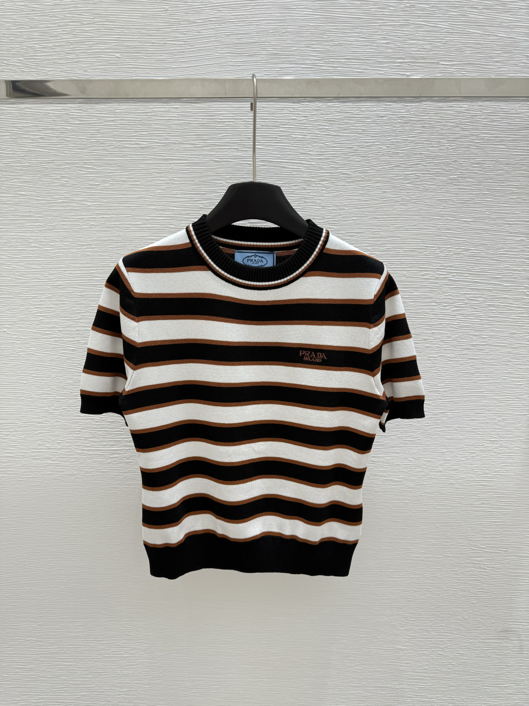 NO:432880,P home new summer style round neck striped knitted short sleeve color brown size 36.38.40, T-shirt, alexander wang19860909P家 夏季新款 圆领条纹针织短袖 颜色咖啡色 尺码36.38.40,,T-shirt,alexander wang,Women's clothing
