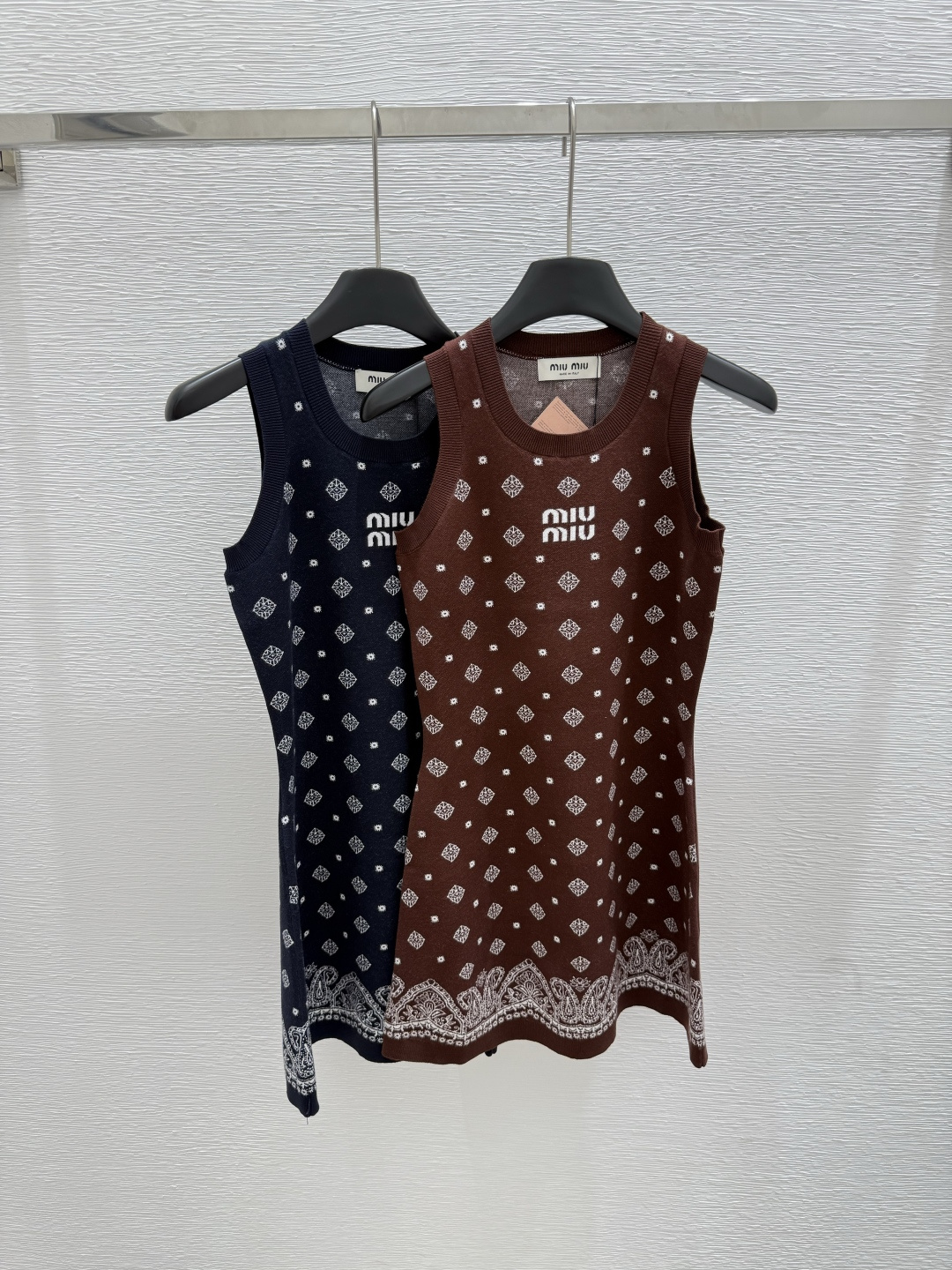 NO:428476,M Home New Summer Printed Knitted Vest Skirt Color Coffee Royal Blue Size 36.38.40, Skirts,alexander wang19860909M家 夏季新款 印花针织背心裙 颜色咖色 宝蓝色 尺码36.38.40,,skirts,alexander wang,Women's clothing