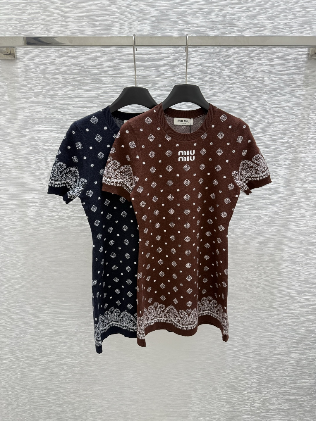 NO:428471,M Home New Summer Round Neck Print Knitted Dress Color Coffee Royal Blue Size 36.38.40, Skirts,alexander wang19860909M家 夏季新款 圆领印花针织连衣裙 颜色咖色 宝蓝色 尺码36.38.40,,skirts,alexander wang,Women's clothing