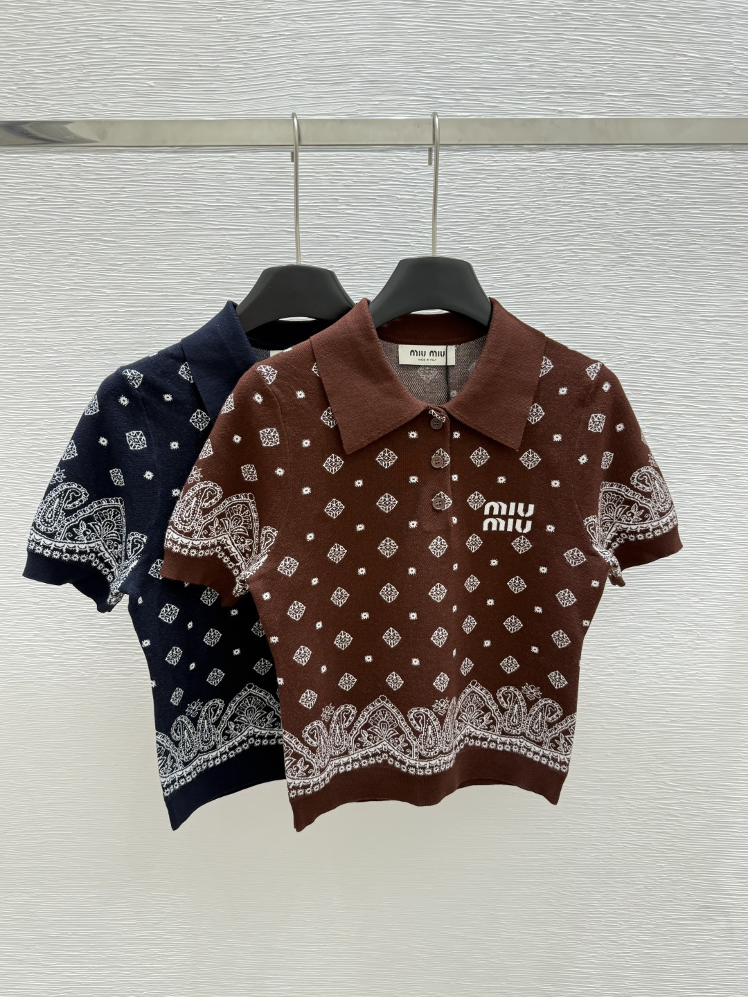 NO:428453,M Home New Summer Lapel Knitted Short Sleeve Color Coffee Royal Blue Size 36.38.40, T-shirt,alexander wang19860909M家 夏季新款 翻领针织短袖 颜色咖色 宝蓝色 尺码36.38.40,,T-shirt,alexander wang,Women's clothing