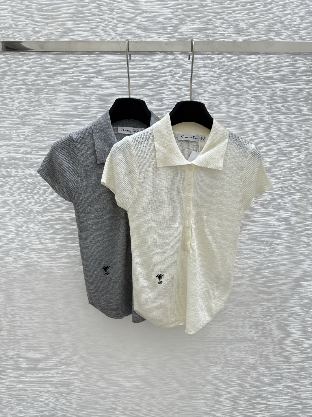 NO:434013,D Home Summer New Lapel Knitted Short Sleeve Color White Gray Size 36.38.40, Dior, T-shirt, alexander wang19860909D家 夏季新款 翻领针织短袖 颜色白色 灰色 尺码36.38.40,,dior,T-shirt,alexander wang,Women's clothing
