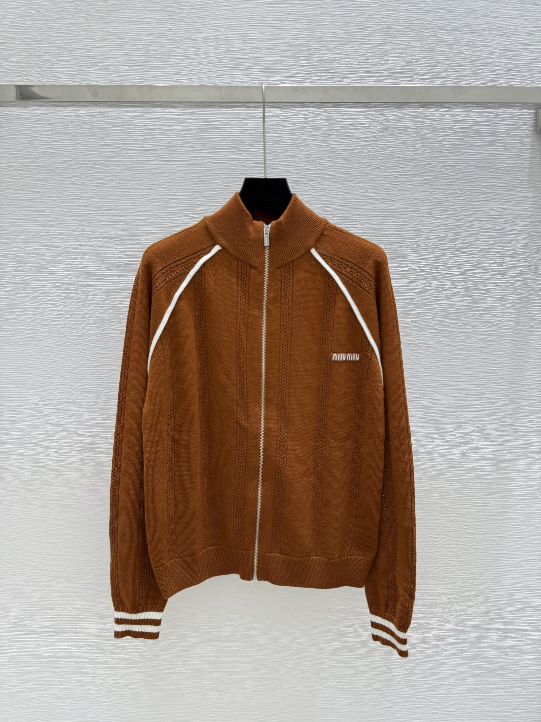 NO:434039,M Home Summer New Style Solid Color Simple Line Knitted Zipper Cardigan Color Coffee Size 36.38.40, Alexander Wang19860909M家 夏季新款 纯色简约线条针织拉链开衫 颜色咖啡色 尺码36.38.40,,alexander wang,Women's clothing