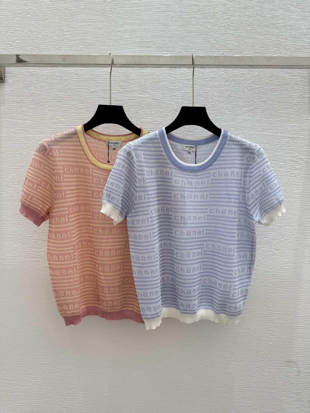 NO:434346,CH Home Summer New Style Striped Alphabet Knitted Round Neck Short Sleeve Color Purple Pink Size 36.38.40, T-shirt,alexander wang19860909CH家 夏季新款 条纹字母针织圆领短袖 颜色紫色 粉色 尺码36.38.40,,T-shirt,alexander wang,Women's clothing