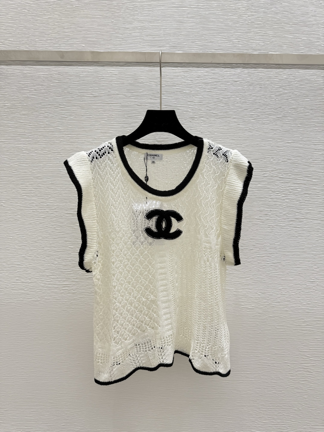 NO:434353,CH Home Summer New Style Hollow Lotus Leaf Sleeve Knitted Vest Color White Size 36.38.40, Alexander Wang19860909CH家 夏季新款 镂空荷叶袖针织背心 颜色白色 尺码36.38.40,,alexander wang,Women's clothing