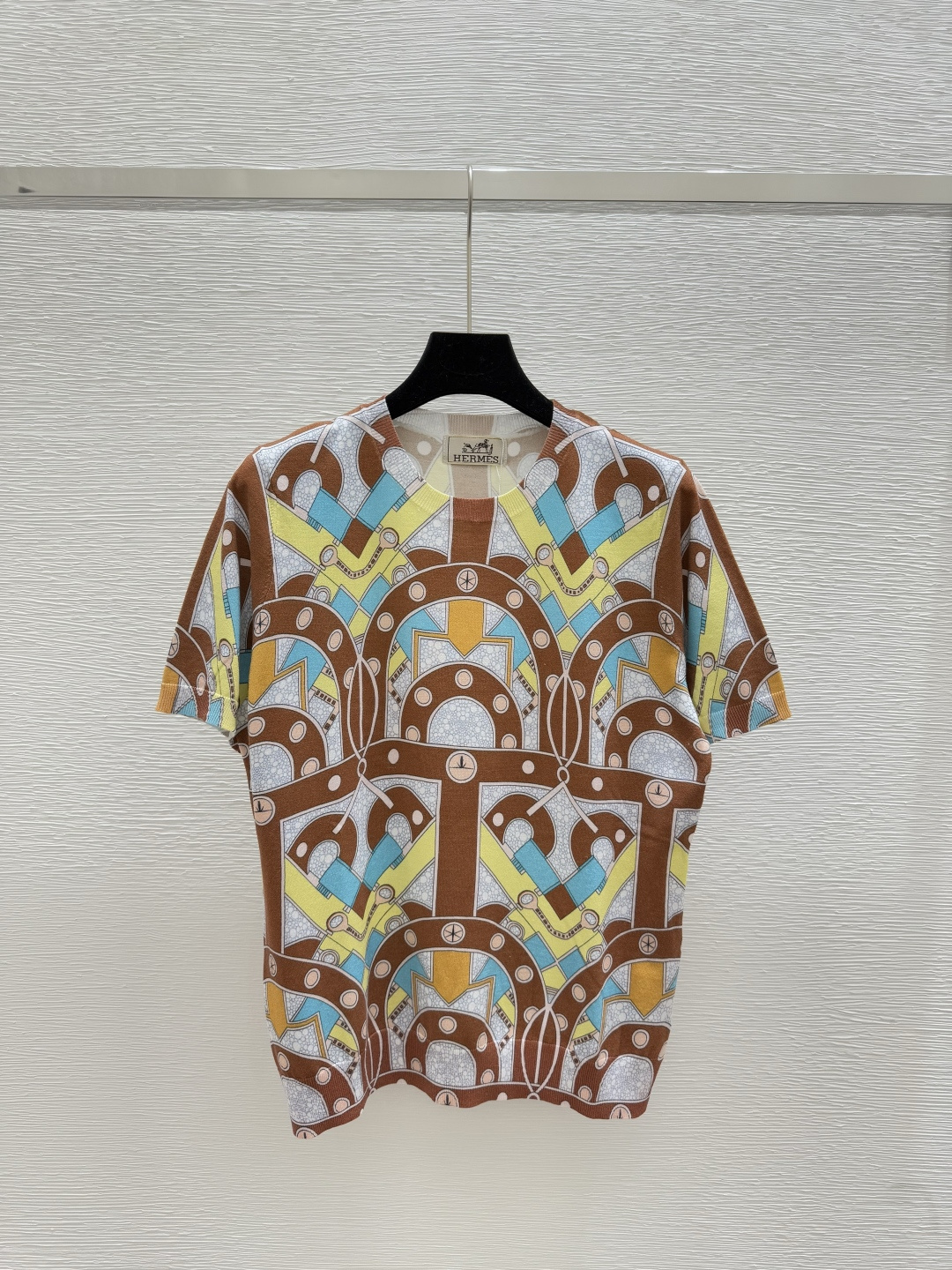NO:434399,HE Home New Summer Pattern Print Knitted Short Sleeve Color Coffee Size 36.38.40, T-shirt,alexander wang19860909HE家 夏季新款 图案印花针织短袖 颜色咖色 尺码36.38.40,,T-shirt,alexander wang,Women's clothing