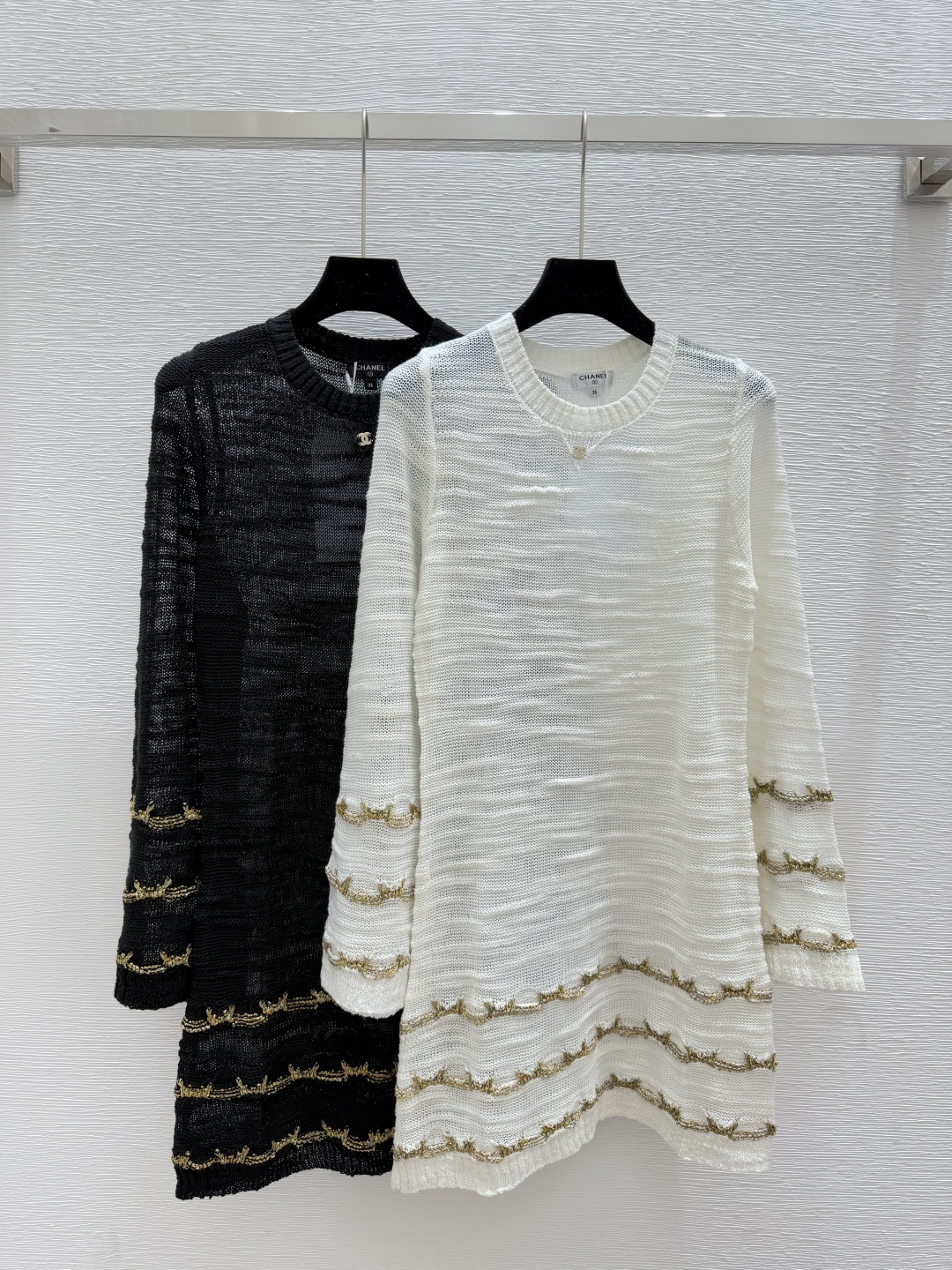 NO:434819,CH Home Summer New Style Gold and Silver Wire Long Sleeve Knitted Dress Color White Black Size 36.38.40, Skirts,alexander wang19860909CH家 夏季新款 金银线长袖针织连衣裙 颜色白色 黑色 尺码36.38.40,,skirts,alexander wang,Women's clothing