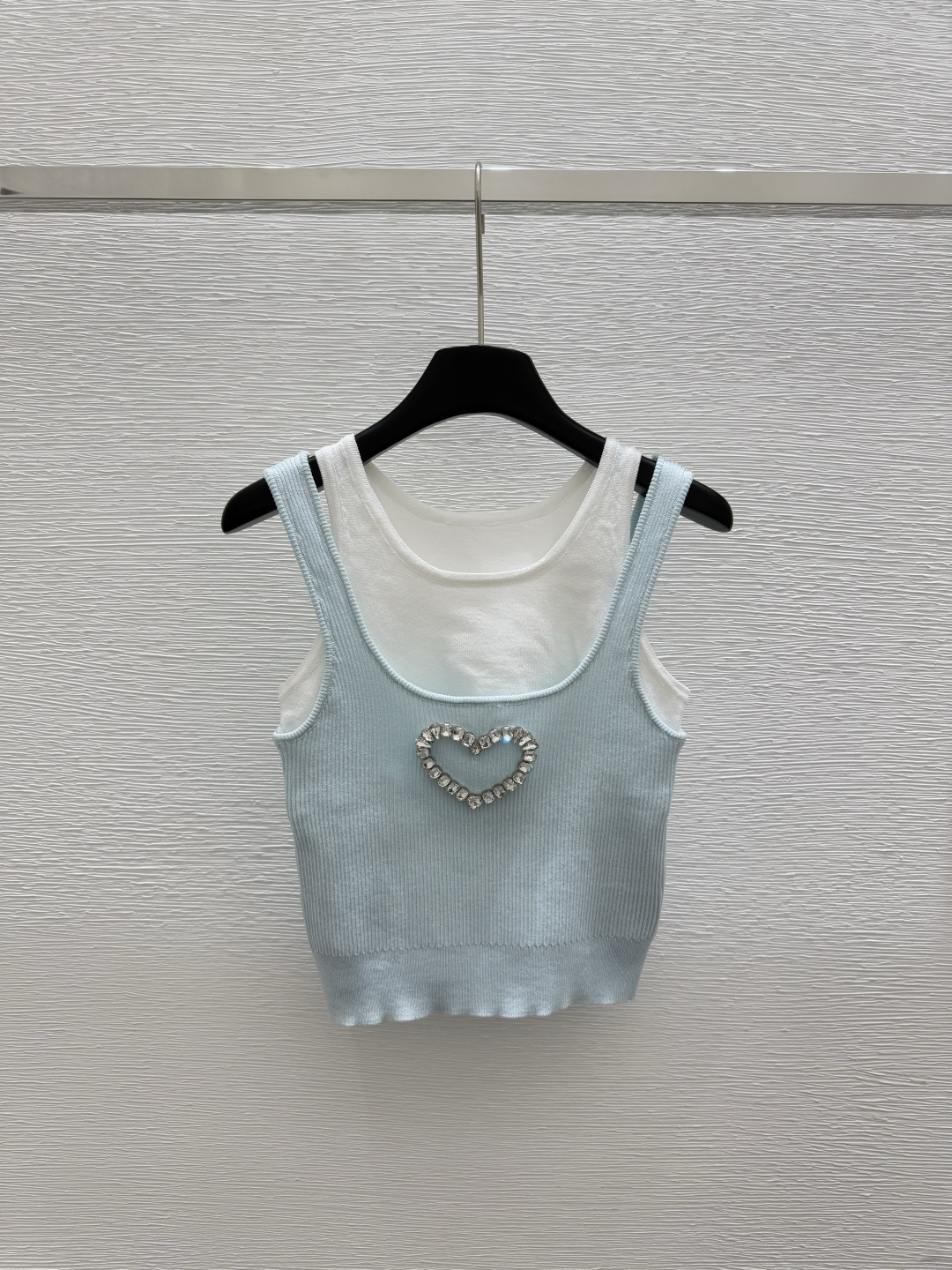NO:434841,CH Home Summer New Style Love Beads Fake Two-Piece Knitted Vest Color Blue Size 36.38.40, Alexander Wang19860909CH家 夏季新款 爱心钉珠假两件针织背心 颜色蓝色 尺码36.38.40,,alexander wang,Women's clothing