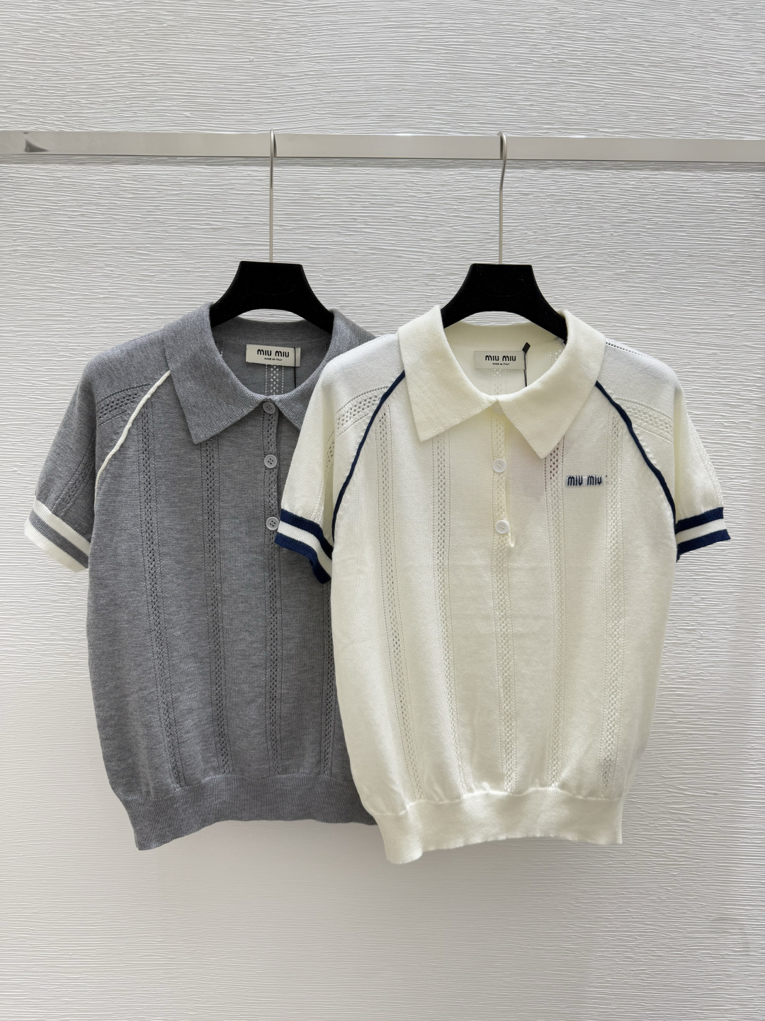 NO:434852,M Home New Summer Style Lapel Hollow Knitted Short Sleeve Color White Gray Size 36.38.40, T-shirt,alexander wang19860909M家 夏季新款 翻领镂空针织短袖 颜色白色 灰色 尺码36.38.40,,T-shirt,alexander wang,Women's clothing