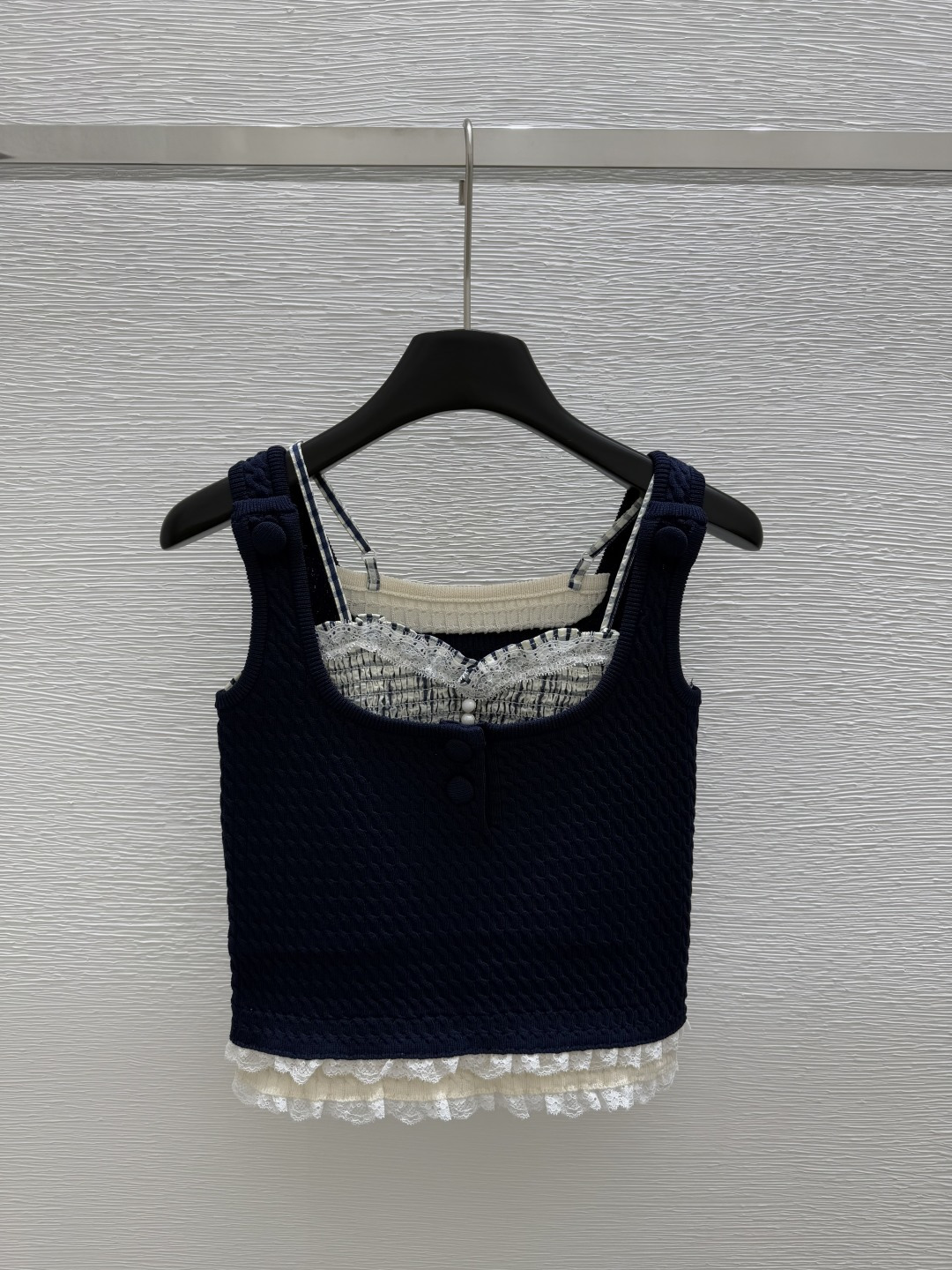 NO:435302,CH Home New Summer Fake Two-piece Lace Vest Color Royal Blue Size 36.38.40, Alexander Wang19860909CH家 夏季新款假俩件花边背心 颜色宝蓝 尺码36.38.40,,alexander wang,Women's clothing