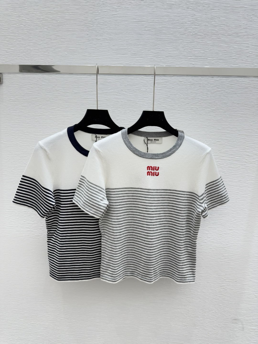 NO:440637,M Home New Summer Style Striped Alphabet Knitted Short Sleeve Color Gray Royal Blue Size 36.38.40, T-shirt,alexander wang19860909M家 夏季新款 条纹字母针织短袖 颜色灰色 宝蓝 尺码36.38.40,,T-shirt,alexander wang,Women's clothing