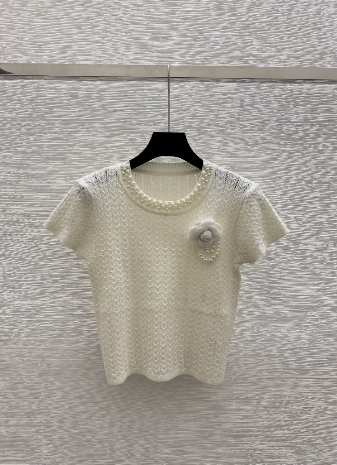 NO:442632,CH Home Summer New Style Beaded Flower Round Neck Short Sleeve Color White Size 36.38.40, T-shirt,alexander wang19860909CH家 夏季新款 钉珠花朵圆领短袖 颜色白色 尺码36.38.40,,T-shirt,alexander wang,Women's clothing