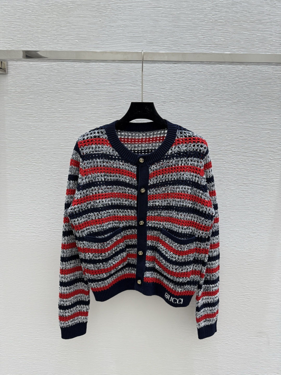 NO:442653,Ghome Early autumn new contrast striped knitted cardigan color red size 36.38.40, alexander wang19860909Ｇ家 早秋新款撞色条纹针织开衫 颜色红色 尺码36.38.40,,alexander wang,Women's clothing