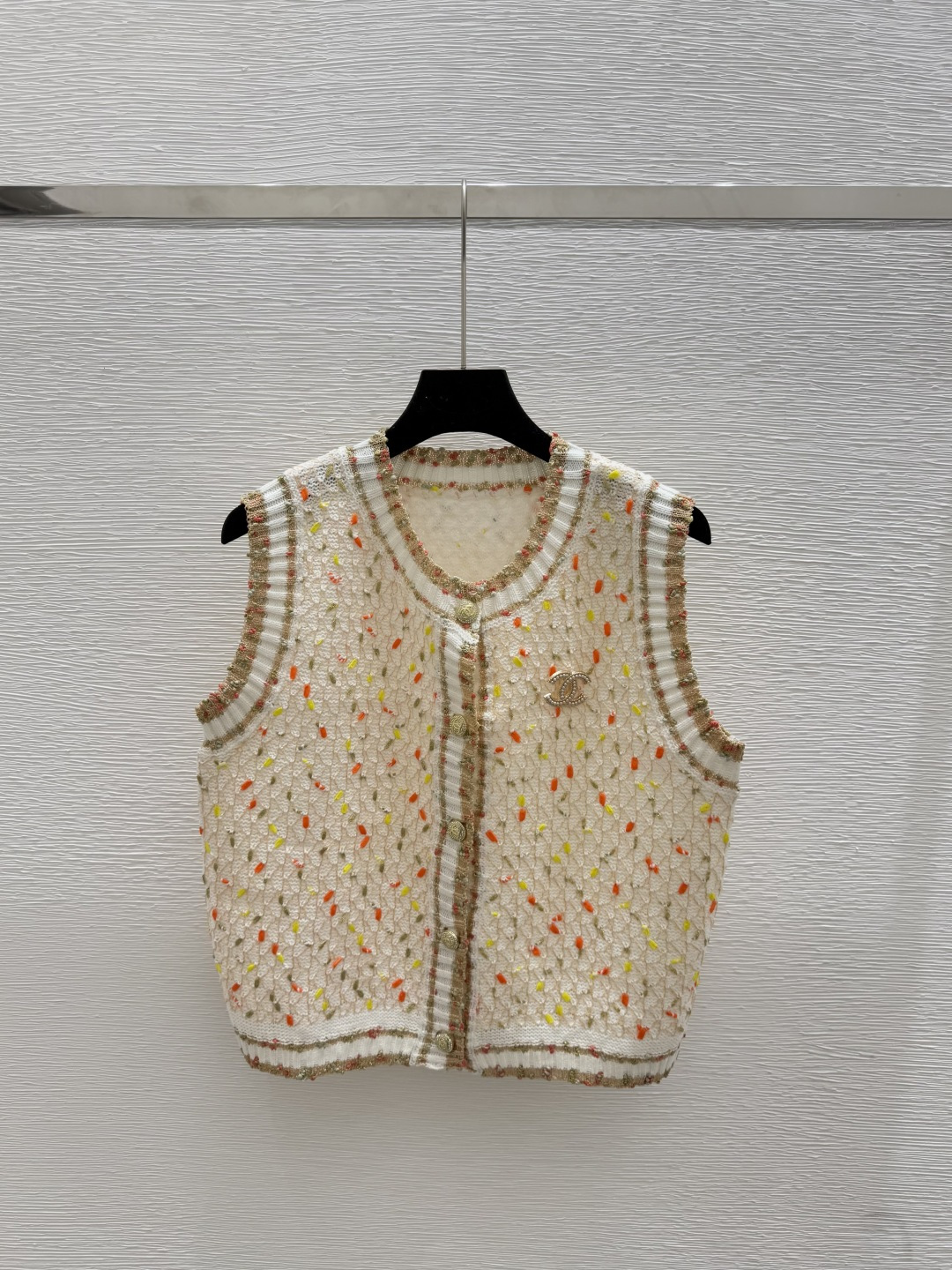 NO:443848,CH Home Summer New Style Colored Embellished Knitted Vest Color Apricot Size 36.38.40, Alexander Wang19860909CH家 夏季新款 彩色点缀针织背心 颜色杏色 尺码36.38.40,,alexander wang,Women's clothing