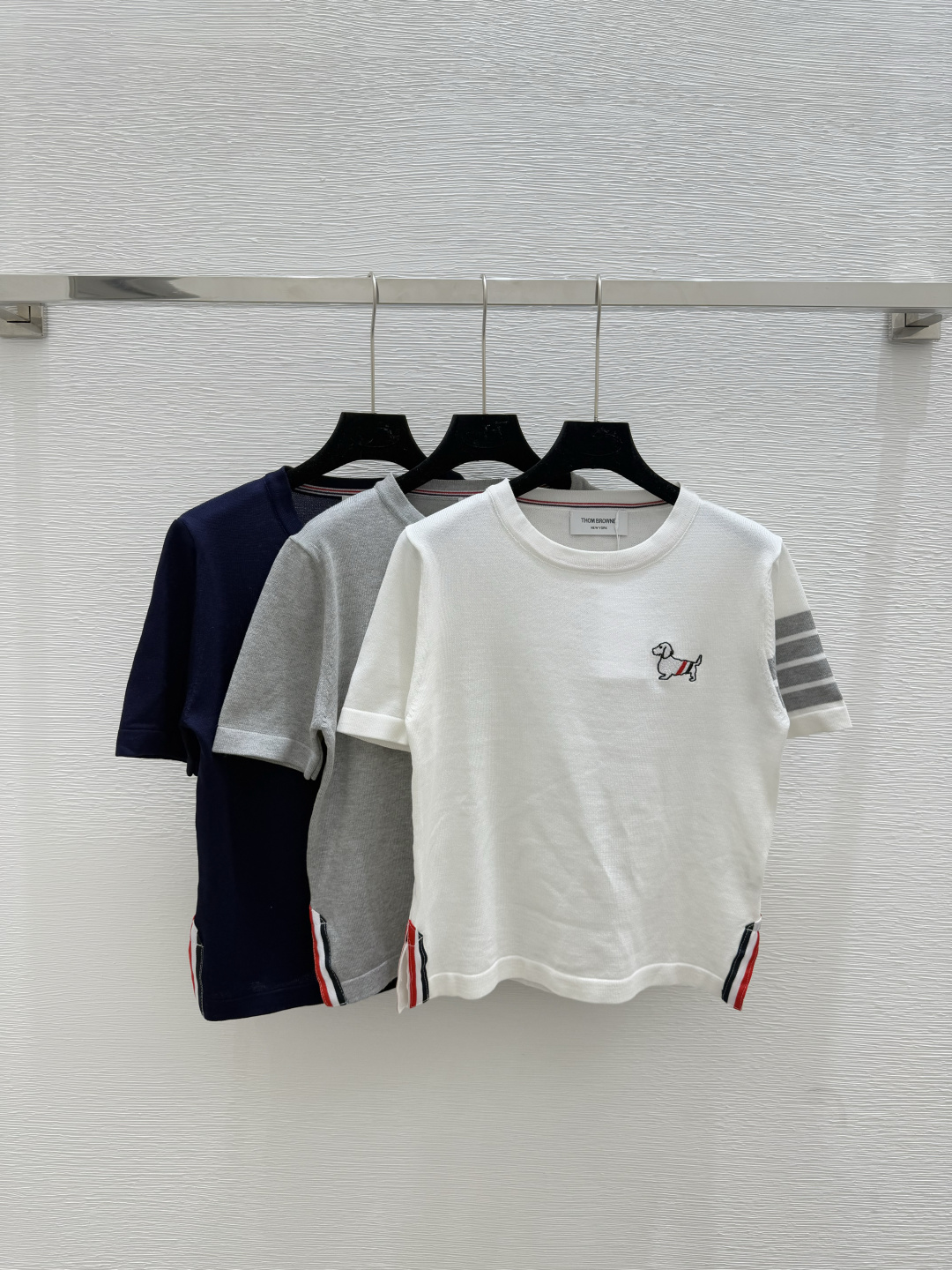 NO:443935,TB Home Summer New Style Gradient Round Neck Knitted Short Sleeve Color White Gray Royal Blue Size 36.38.40, T-shirt,alexander wang19860909TB家 夏季新款 渐色圆领针织短袖  颜色白色 灰色 宝蓝 尺码36.38.40,,T-shirt,alexander wang,Women's clothing