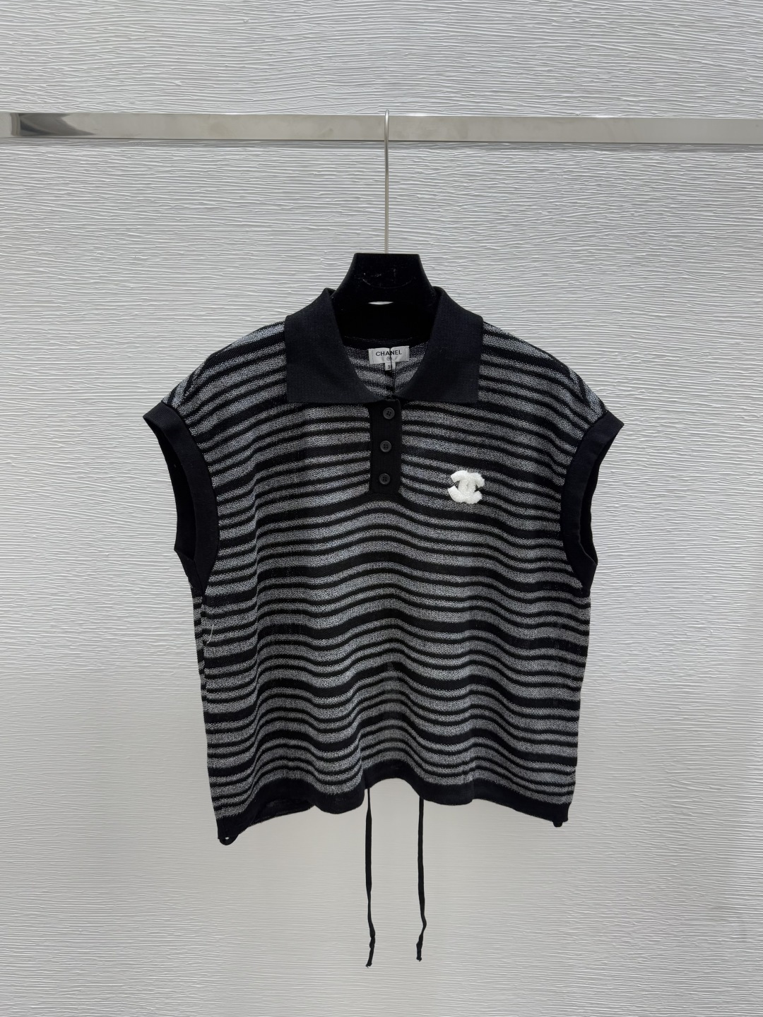 NO:449581,CH Home Summer New Style Contrast Striped Lapel Knitted Short Sleeve Color Black Size 36.38.40, T-shirt,alexander wang19860909CH家 夏季新款 撞色条纹翻领针织短袖 颜色黑色 尺码36.38.40,,T-shirt,alexander wang,Women's clothing