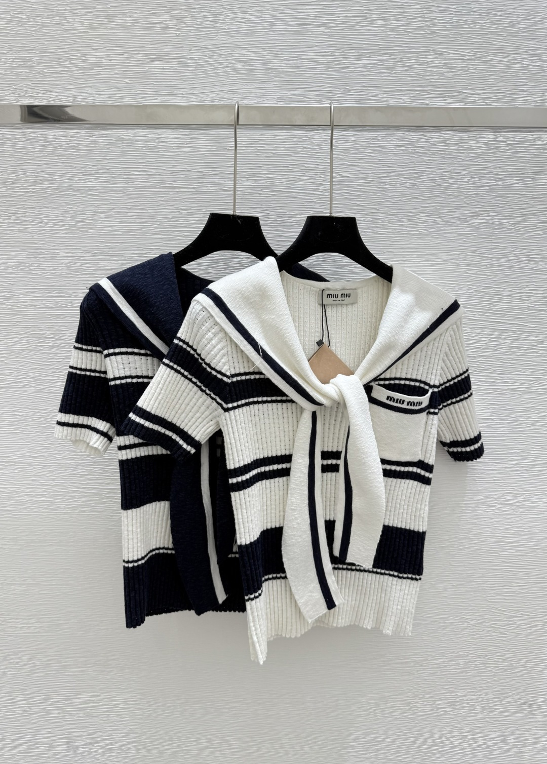 NO:442683,M Home Summer New Style Contrast Striped Shawls Round Neck Knitted Short Sleeve Color White Royal Blue Size 36.38.40, T-shirt,shawls,alexander wang19860909M家 夏季新款 撞色条纹披肩圆领针织短袖 颜色白色 宝蓝 尺码36.38.40,,T-shirt,shawls,alexander wang,Women's clothing