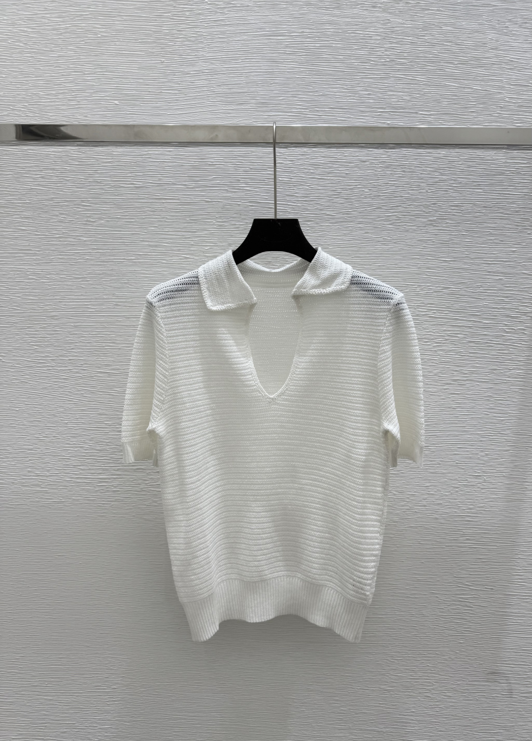 NO:442672,MO Home Summer New Style Solid Color Lapel Knitted Short Sleeve Color White Size 36.38.40, T-shirt,alexander wang19860909MO家 夏季新款 纯色翻领针织短袖 颜色白色 尺码36.38.40,,T-shirt,alexander wang,Women's clothing