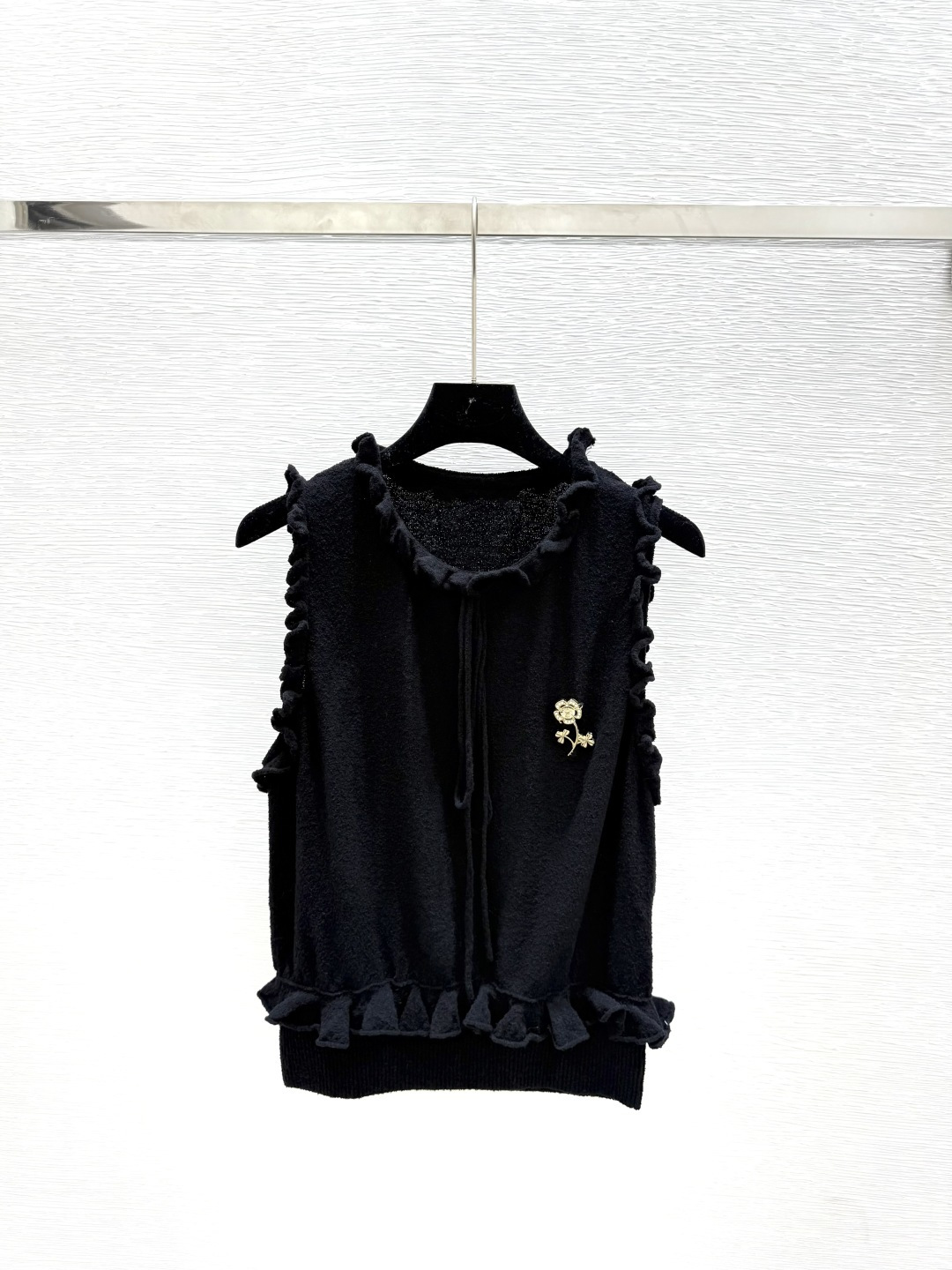 NO:446708,CH Home Summer New Style Lace Round Neck Knitted Vest Color Black Size 36.38.40, Alexander Wang19860909CH家 夏季新款 花边圆领针织背心 颜色黑色 尺码36.38.40,,alexander wang,Women's clothing