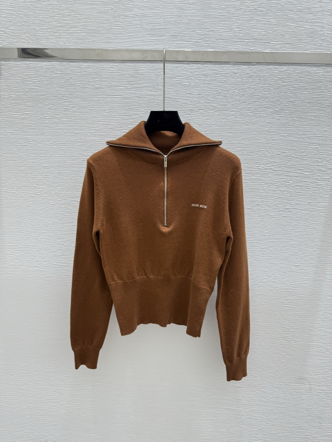 NO:446733,M Home Early Autumn New Style Solid Color Zippered Lapel Knitted Long Sleeve Color Caramel Size 36.38.40, Alexander Wang19860909M家 早秋新款 纯色拉链式翻领针织长袖 颜色焦糖 尺码36.38.40,,alexander wang,Women's clothing