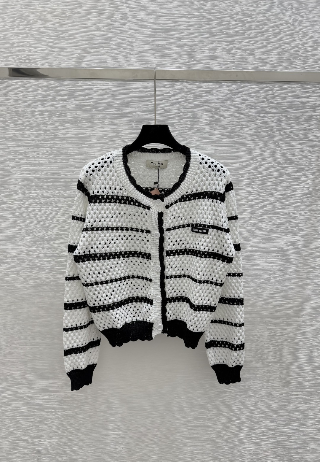 NO:451577,M Home New Summer Color Block Lace Hollow Knitted Long Sleeve Cardigan Color White Size 36.38.40, Alexander Wang19860909M家 夏季新款拼色花边镂空针织长袖开衫 颜色白色 尺码36.38.40,,alexander wang,Women's clothing