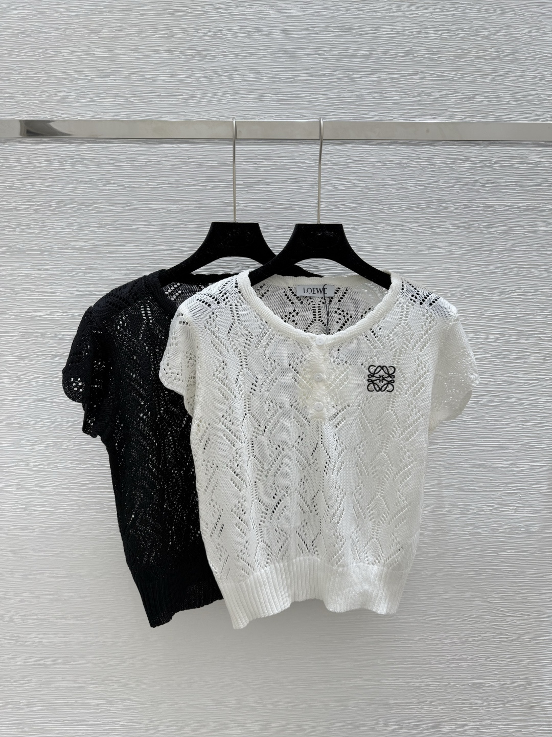 NO:453410,LO Home Summer New Style Lace Collar Hollow Knitted Short Sleeve Color White Black Size 36.38.40, T-shirt,alexander wang19860909LO家 夏季新款 花边领镂空针织短袖 颜色白色 黑色 尺码36.38.40,,T-shirt,alexander wang,Women's clothing