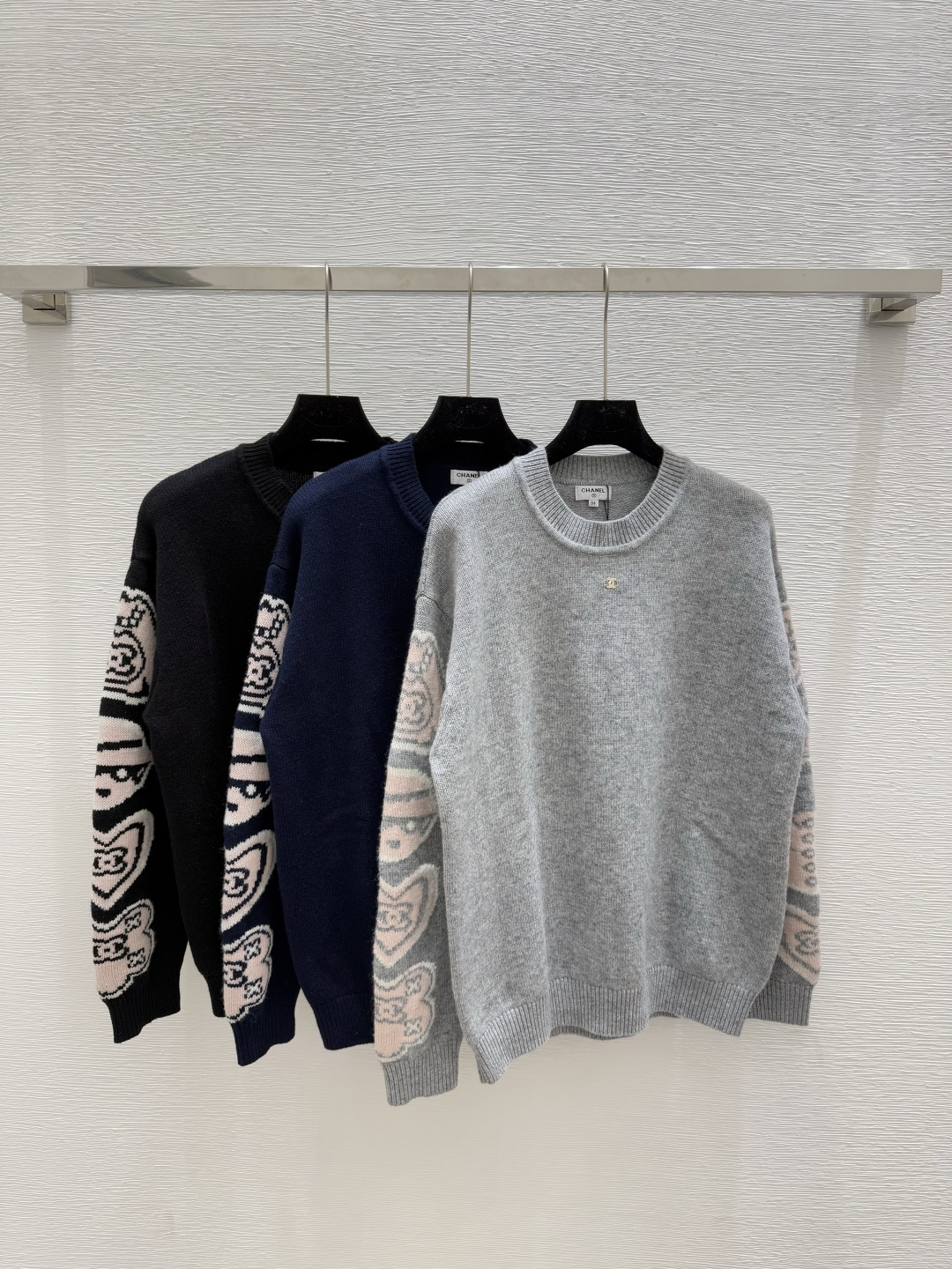 NO:454343,CH Home Early Autumn New Logo Printed Round Neck Knitted Long Sleeve Color Gray Royal Blue Black Size 36.38.40, Alexander Wang19860909CH家 早秋新款logo印花圆领针织长袖 颜色灰色 宝蓝 黑色 尺码36.38.40,,alexander wang,Women's clothing