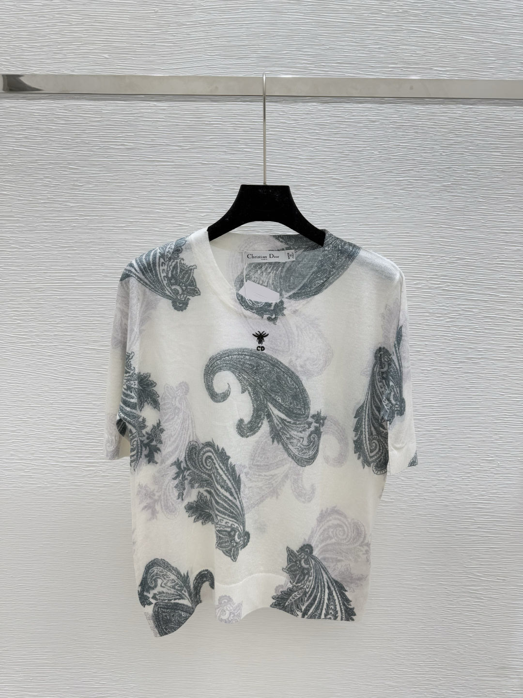 NO:455057,D Home Early Autumn New Printed Round Neck Knitted Short Sleeve Color Gray Green Size 36.38.40, Dior, T-shirt, alexander wang19860909D家 早秋新款 印花圆领针织短袖 颜色灰绿 尺码36.38.40,,dior,T-shirt,alexander wang,Women's clothing