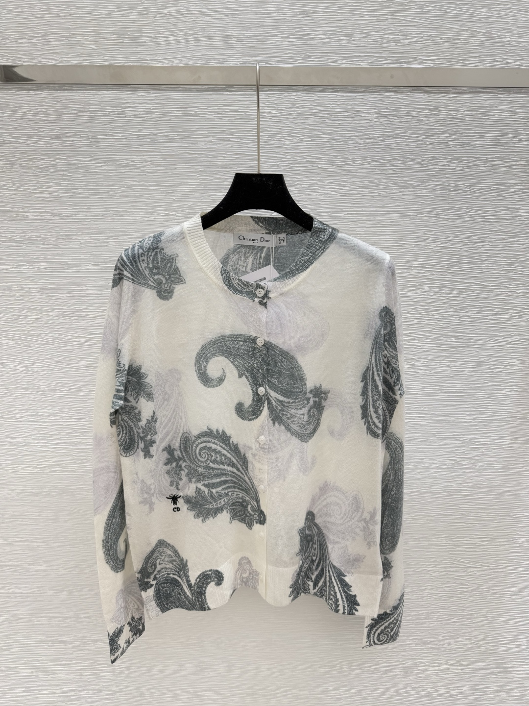 NO:455054,D Home Early Autumn New Printed Round Neck Knitted Long Sleeve Cardigan Color Gray Green Size 36.38.40, Dior, Alexander wang19860909D家 早秋新款 印花圆领针织长袖开衫 颜色灰绿 尺码36.38.40,,dior,alexander wang,Women's clothing