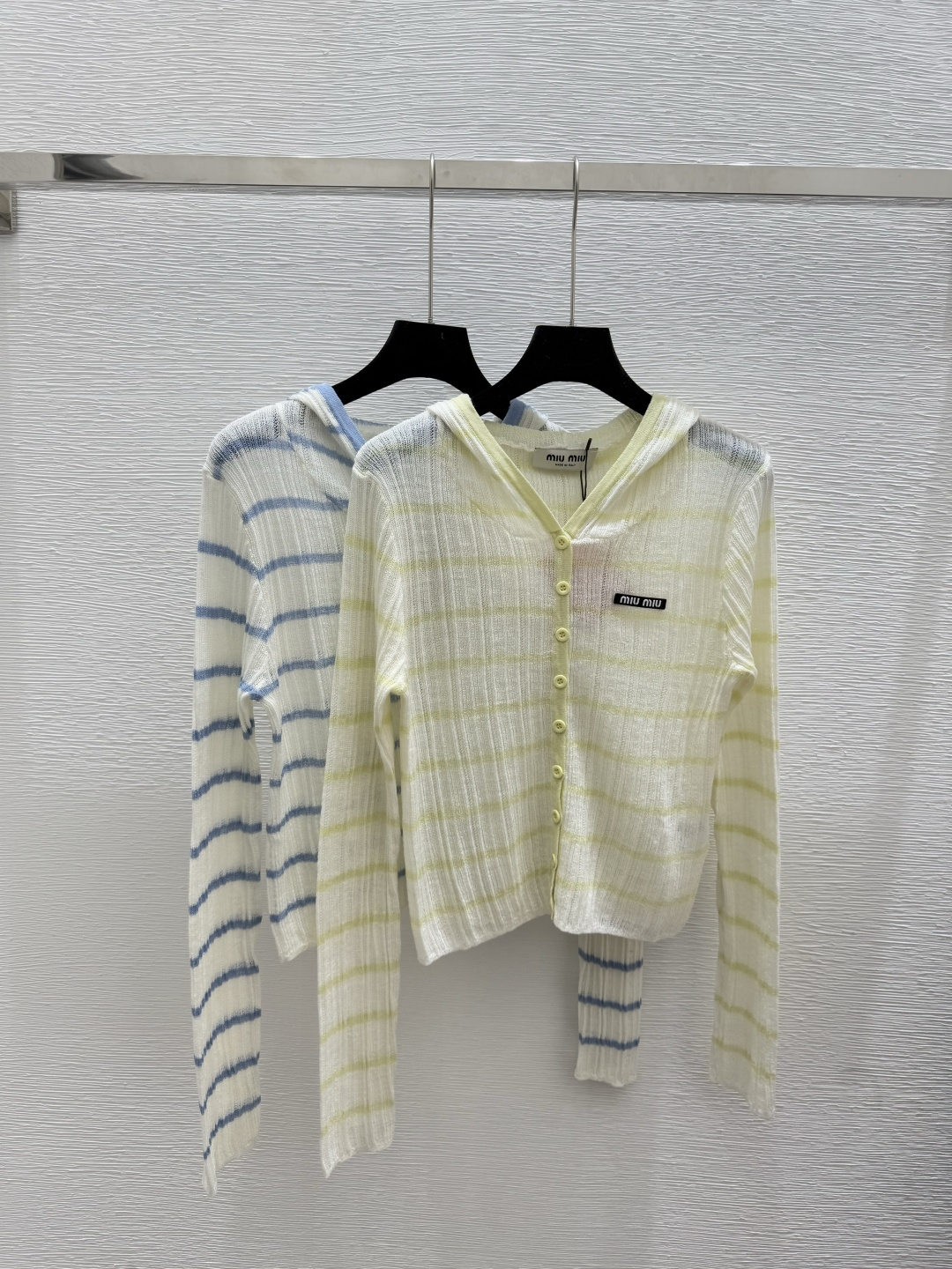 NO:460300,M Home Early Autumn New Hooded Stripe Knitted Long Sleeve Cardigan Color Green Blue Size 36.38.40, Hats,alexander wang19860909M家 早秋新款 连帽条纹针织长袖开衫 颜色绿色 蓝色 尺码36.38.40,,hats,alexander wang,Women's clothing