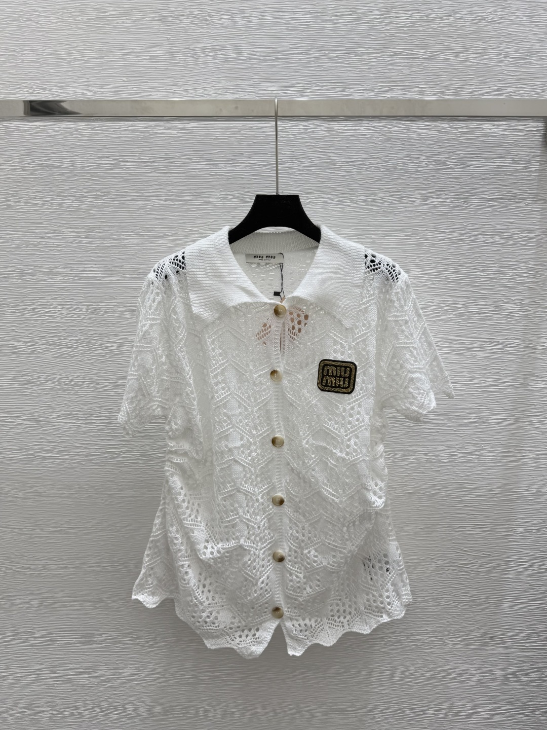 NO:460284,M Home New Summer Style Hollow Lapel Waist Knitted Short Sleeve Cardigan Color White Size 36.38.40, T-shirt,alexander wang19860909M家 夏季新款 镂空翻领收腰针织短袖开衫 颜色白色 尺码36.38.40,,T-shirt,alexander wang,Women's clothing