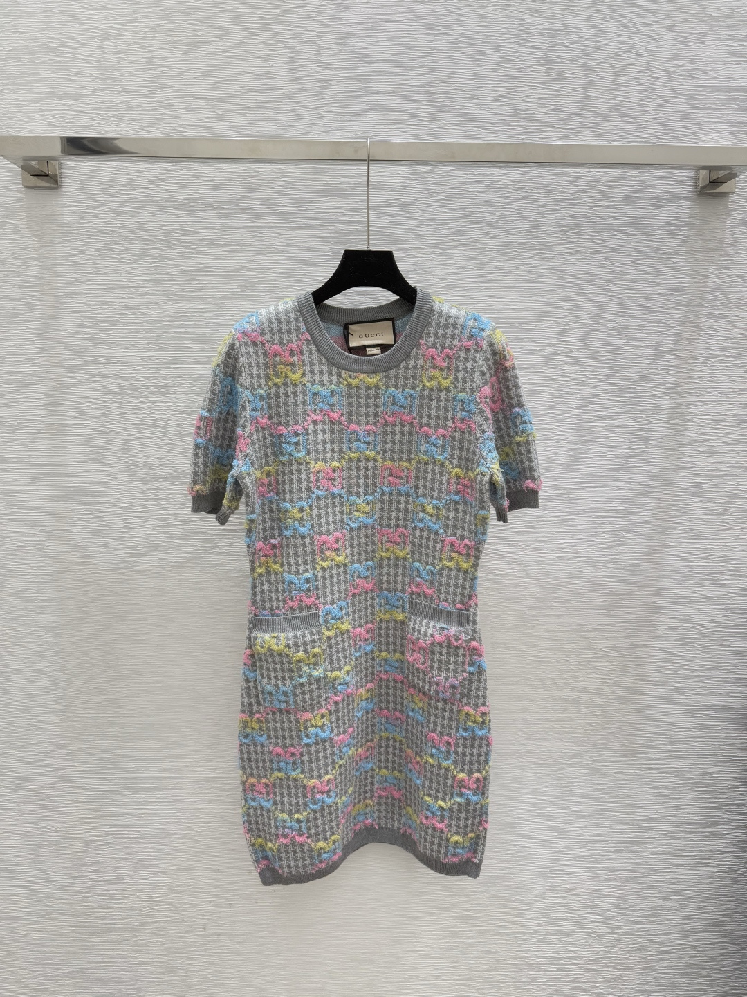 NO:470723,G Home Early Autumn New Letter Jacquard Round Neck Knitted Dress Color Gray Size 36.38.40, Gucci, Skirts, Alexander Wang19860909G家 早秋新款 字母提花圆领针织连衣裙 颜色灰色 尺码36.38.40,,gucci,skirts,alexander wang,Women's clothing