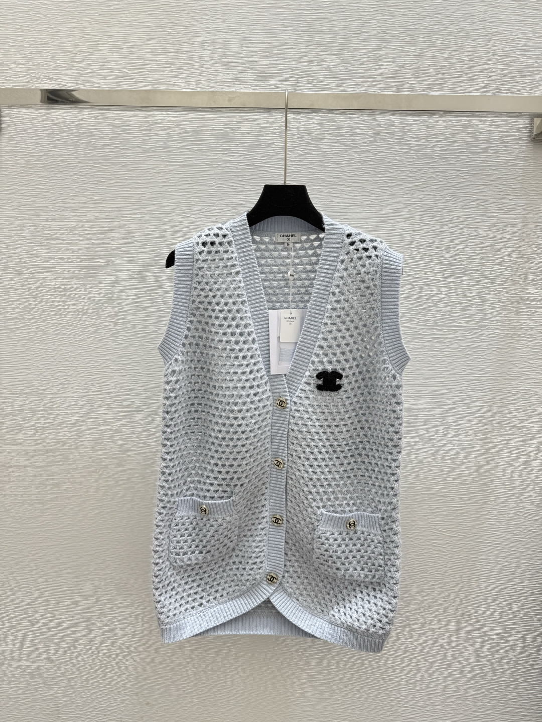 NO:473965,CH Home Summer New Model Hollow V-neck Knitted Vest Color Blue Size 36.38.40, Alexander Wang19860909CH家 夏季新款 镂空V领针织背心 颜色蓝色 尺码36.38.40,,alexander wang,Women's clothing